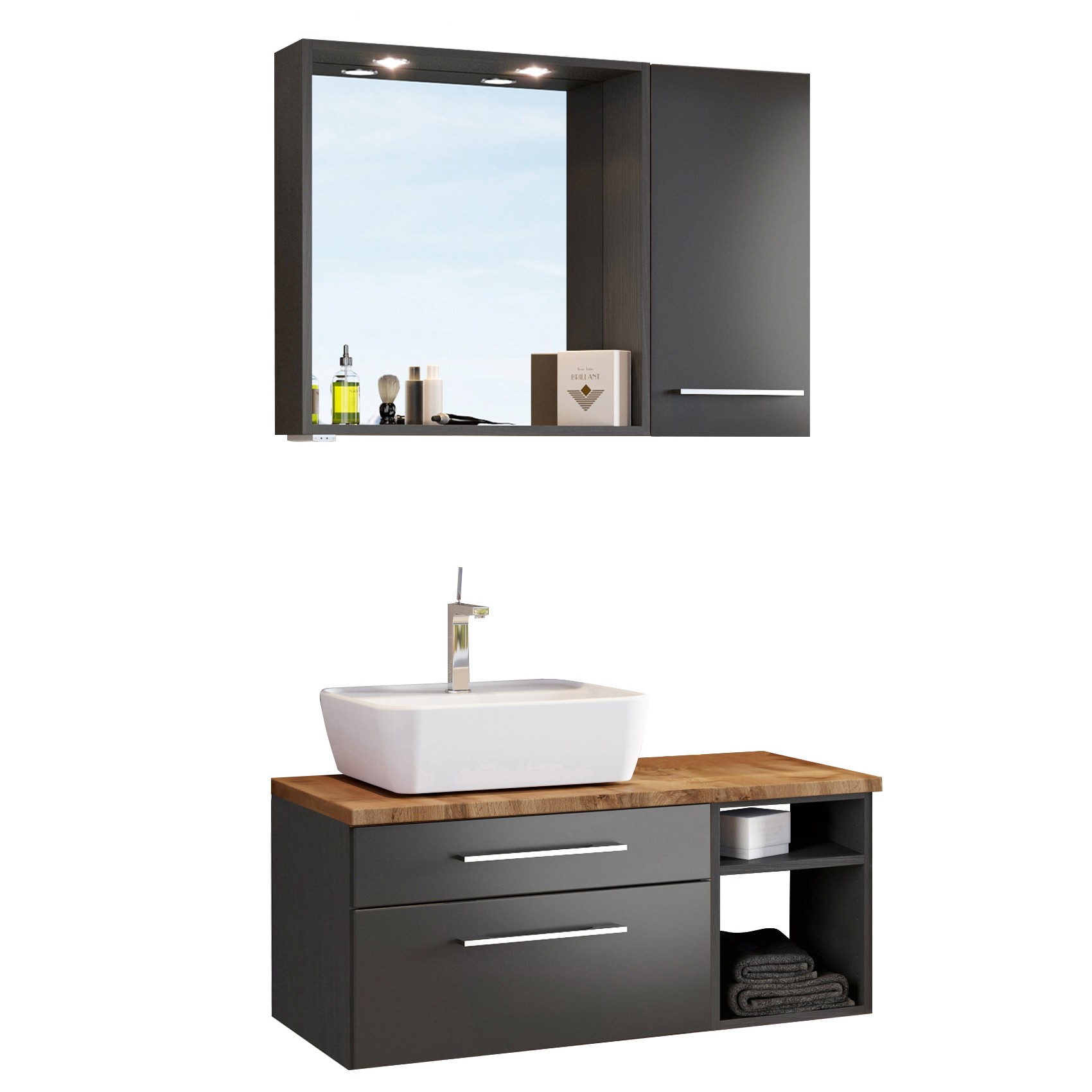 Ensemble salle de bains Dasa 10 gauche  - graphite/gris mat