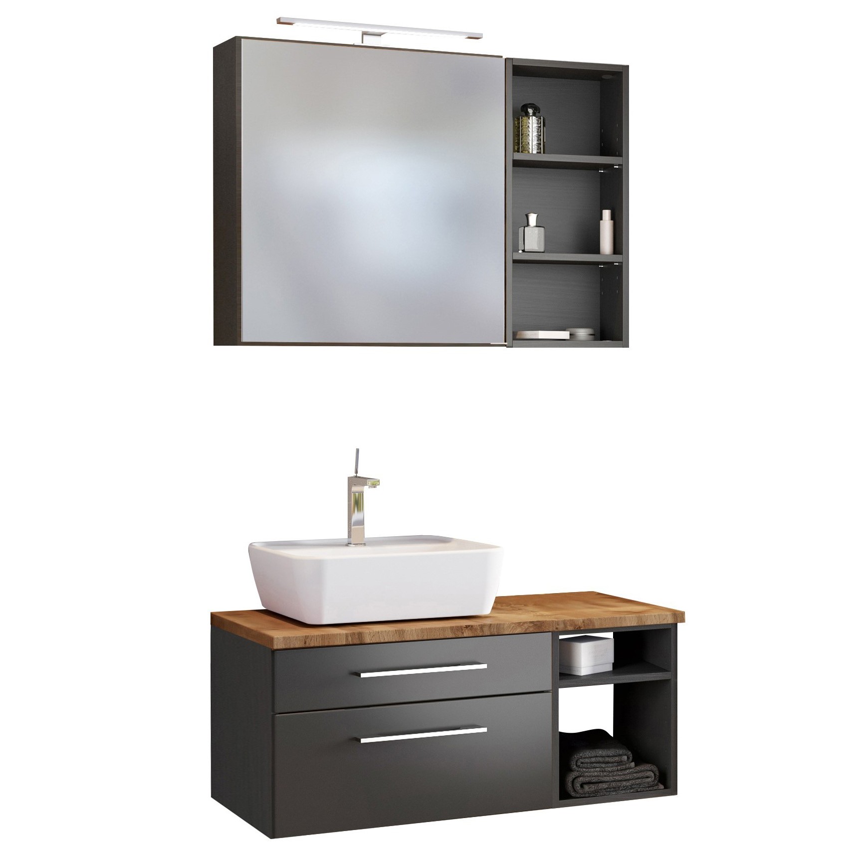 Ensemble salle de bains Dasa 13 gauche  - graphite/gris mat