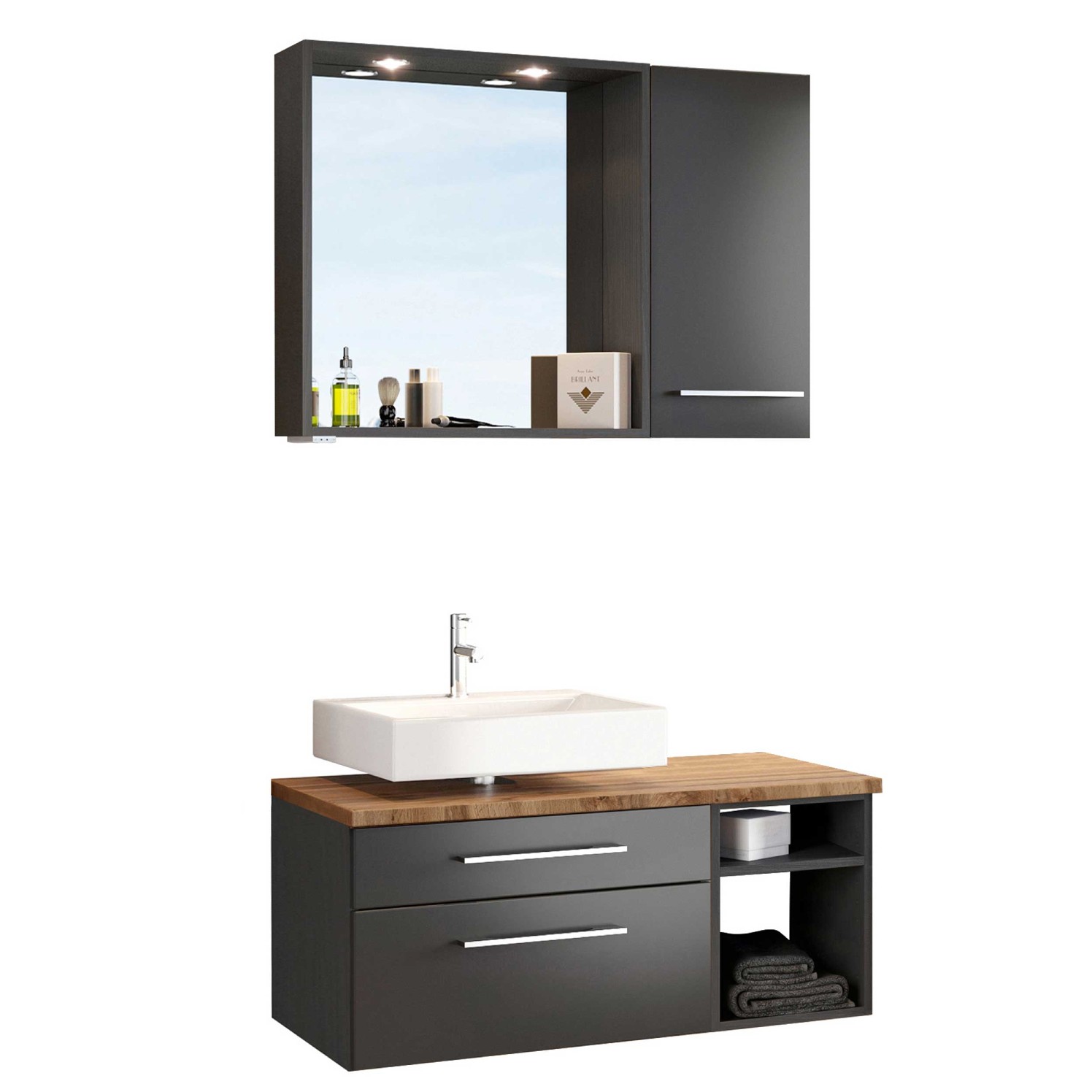 Ensemble salle de bains Dasa 2 gauche - graphite/gris mat