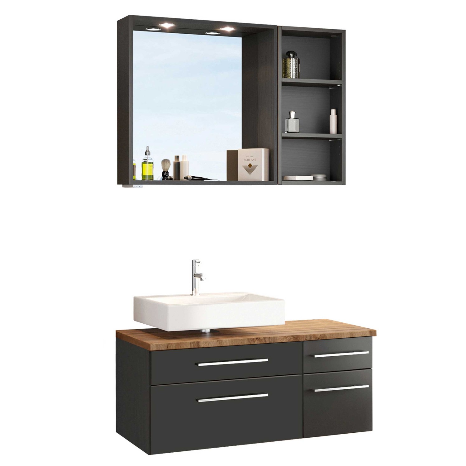 Ensemble salle de bains Dasa 3 gauche - graphite/gris mat