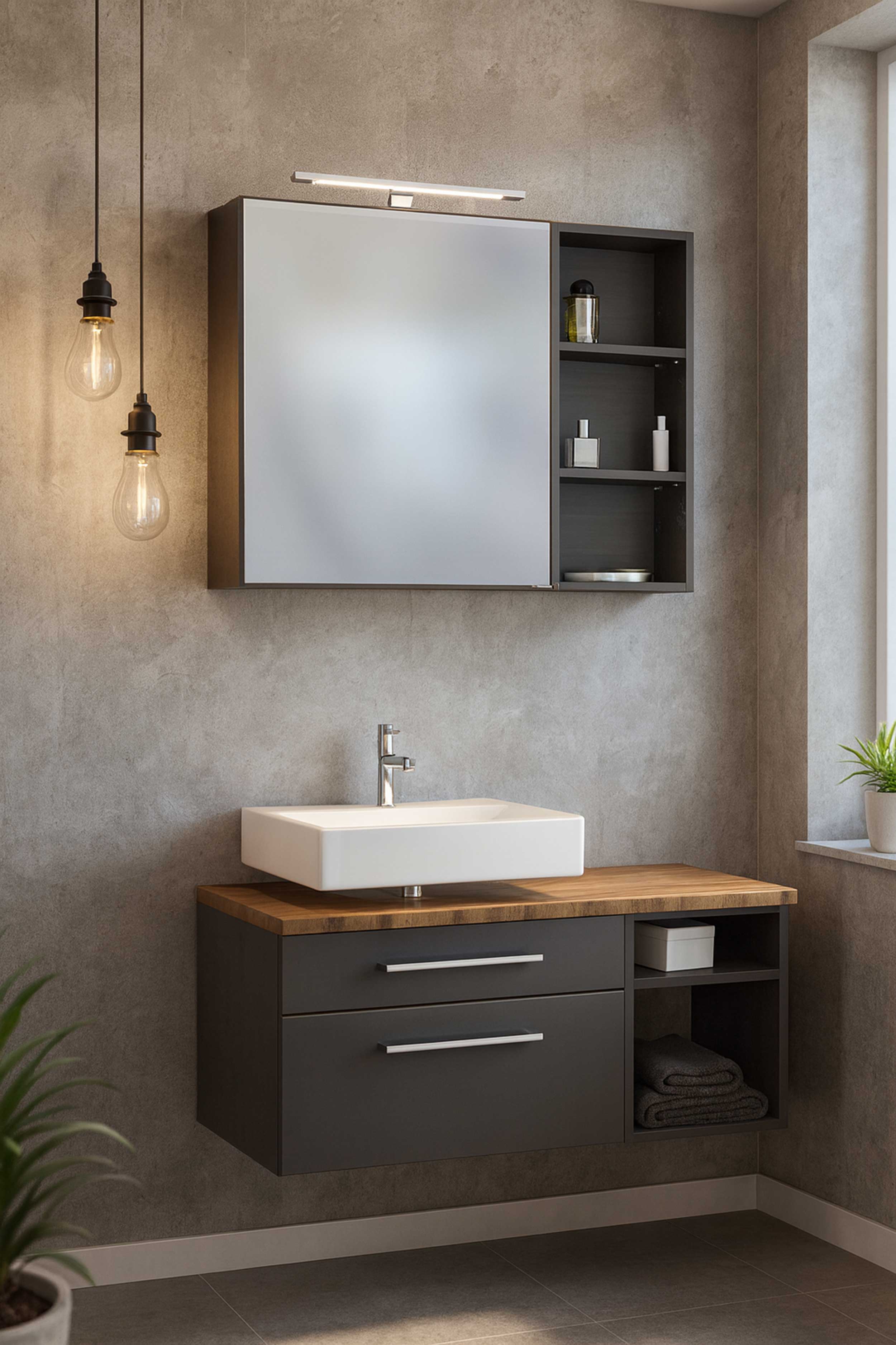 Ensemble salle de bains Dasa 5 gauche - graphite/gris mat - Image 11