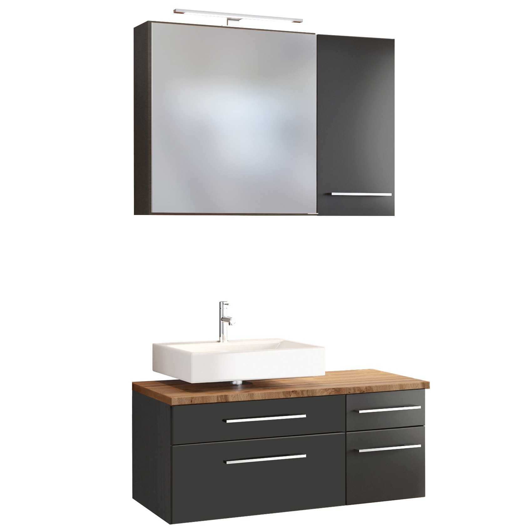 Ensemble salle de bains Dasa 8 gauche - graphite/gris mat