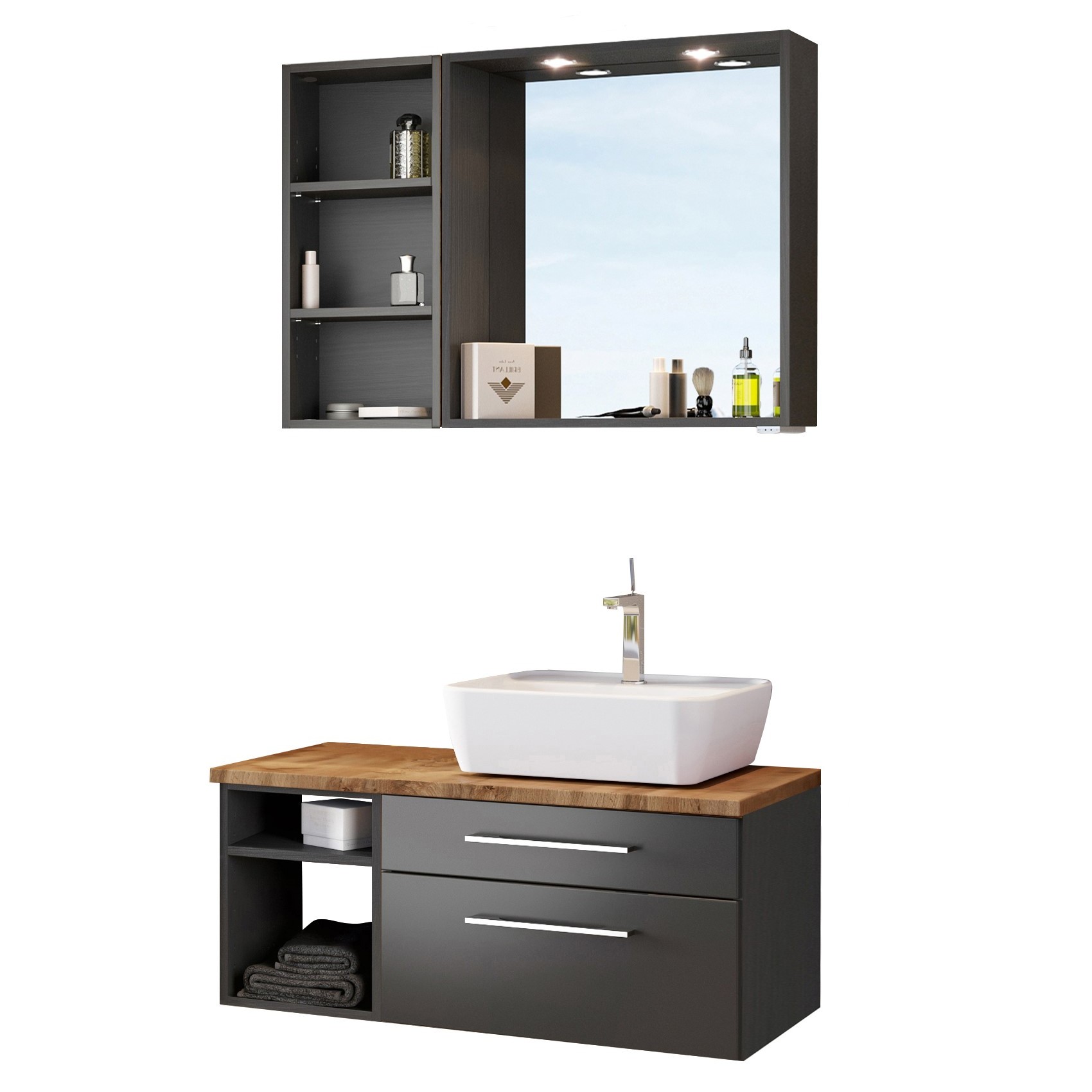 Ensemble salle de bains Dasa 9 droite  - graphite/gris mat