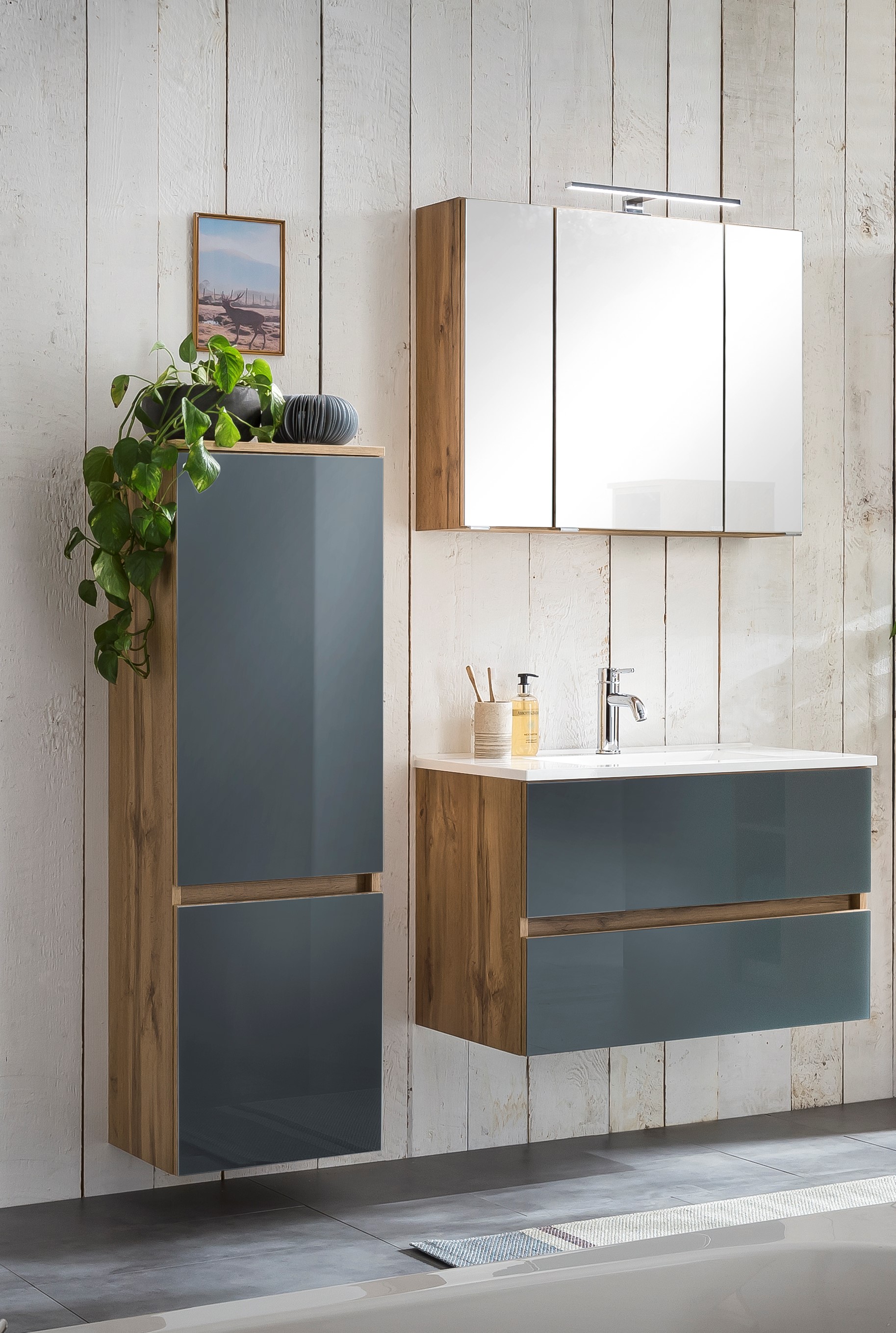 Ensemble salle de bains Helina 2 3 pièces - chêne/gris - Image 1