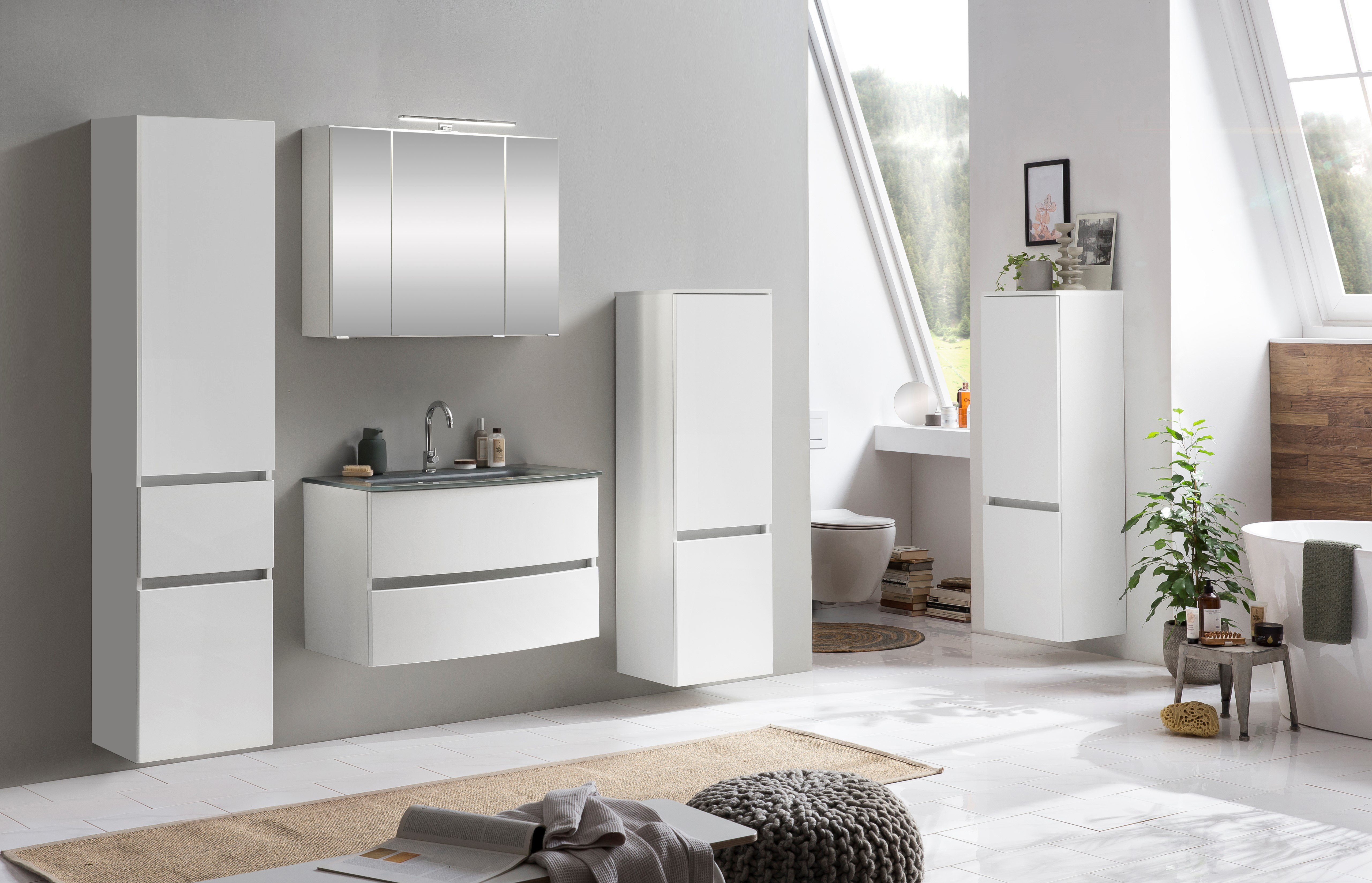 Ensemble salle de bains Kornel 10 à 4 pièces avec vasque grise - blanc - Image 9