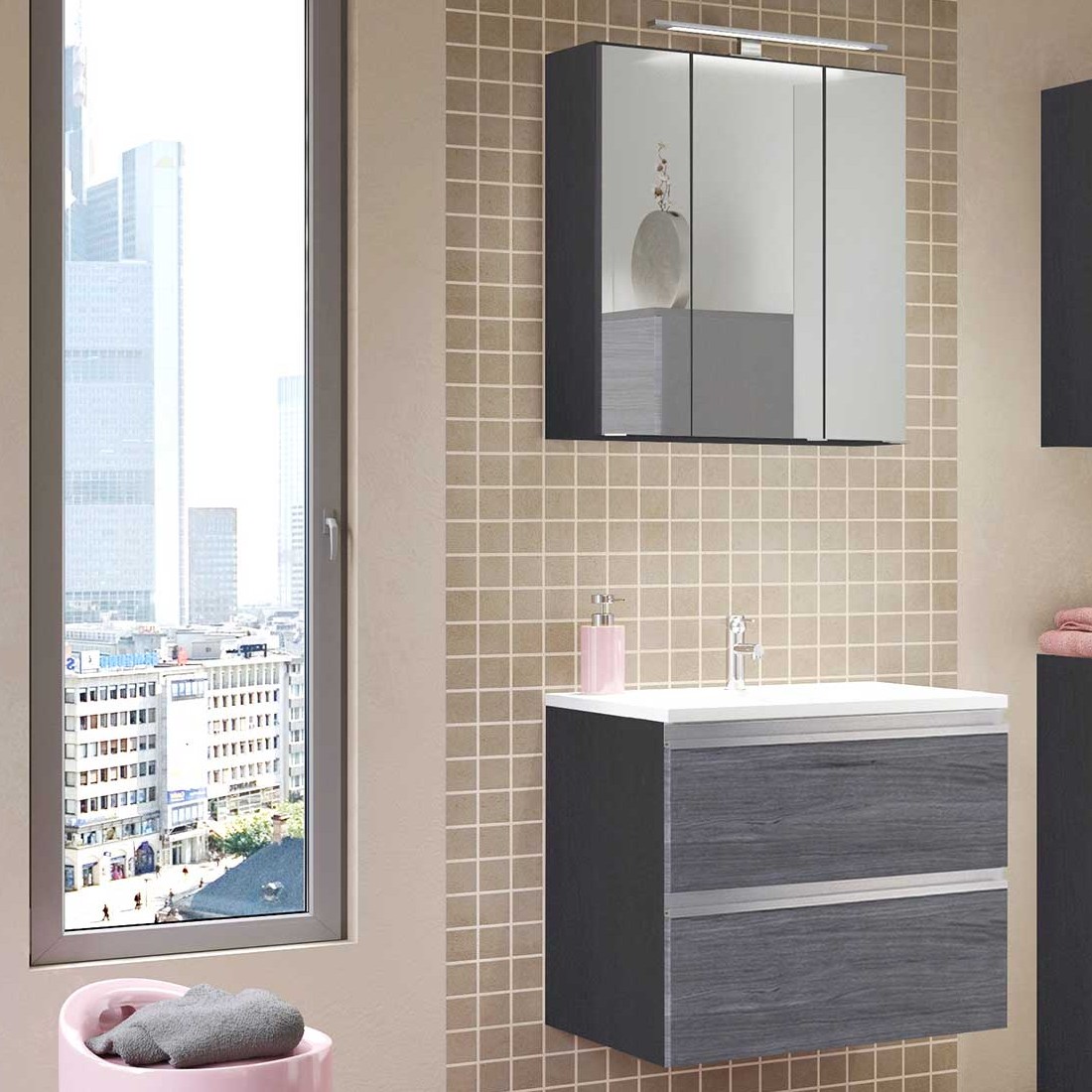 Ensemble salle de bains Lotuk 1 60 cm - gris