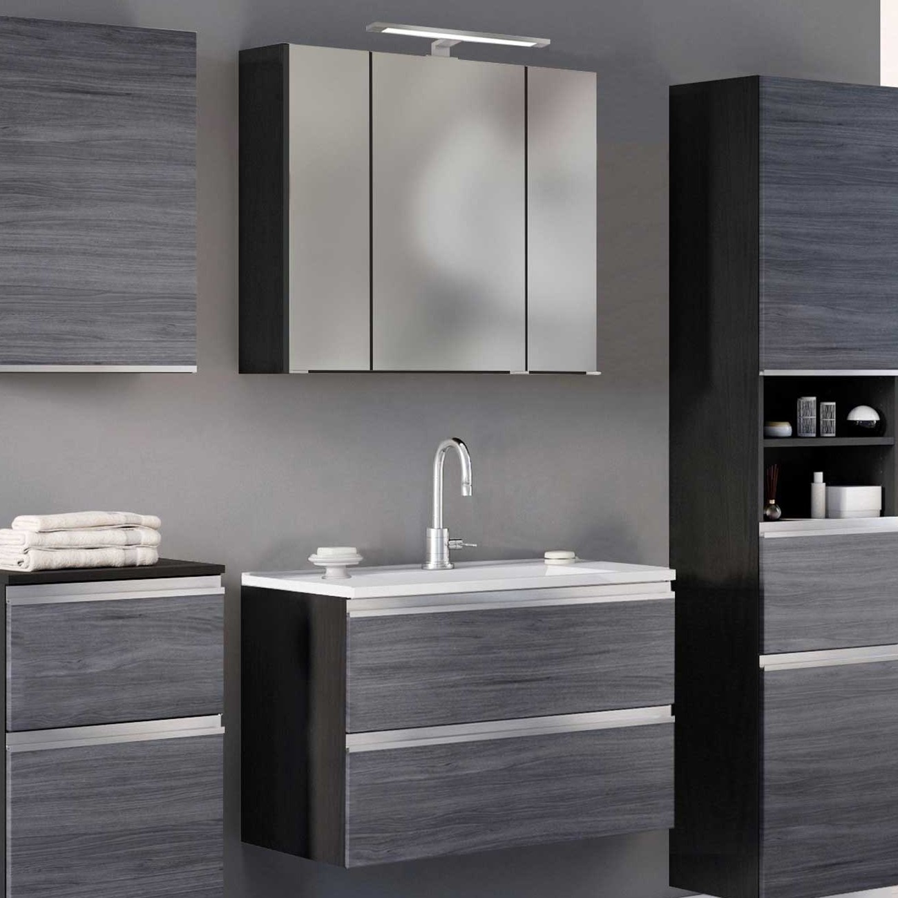 Ensemble salle de bains Lotuk 2 80 cm - gris