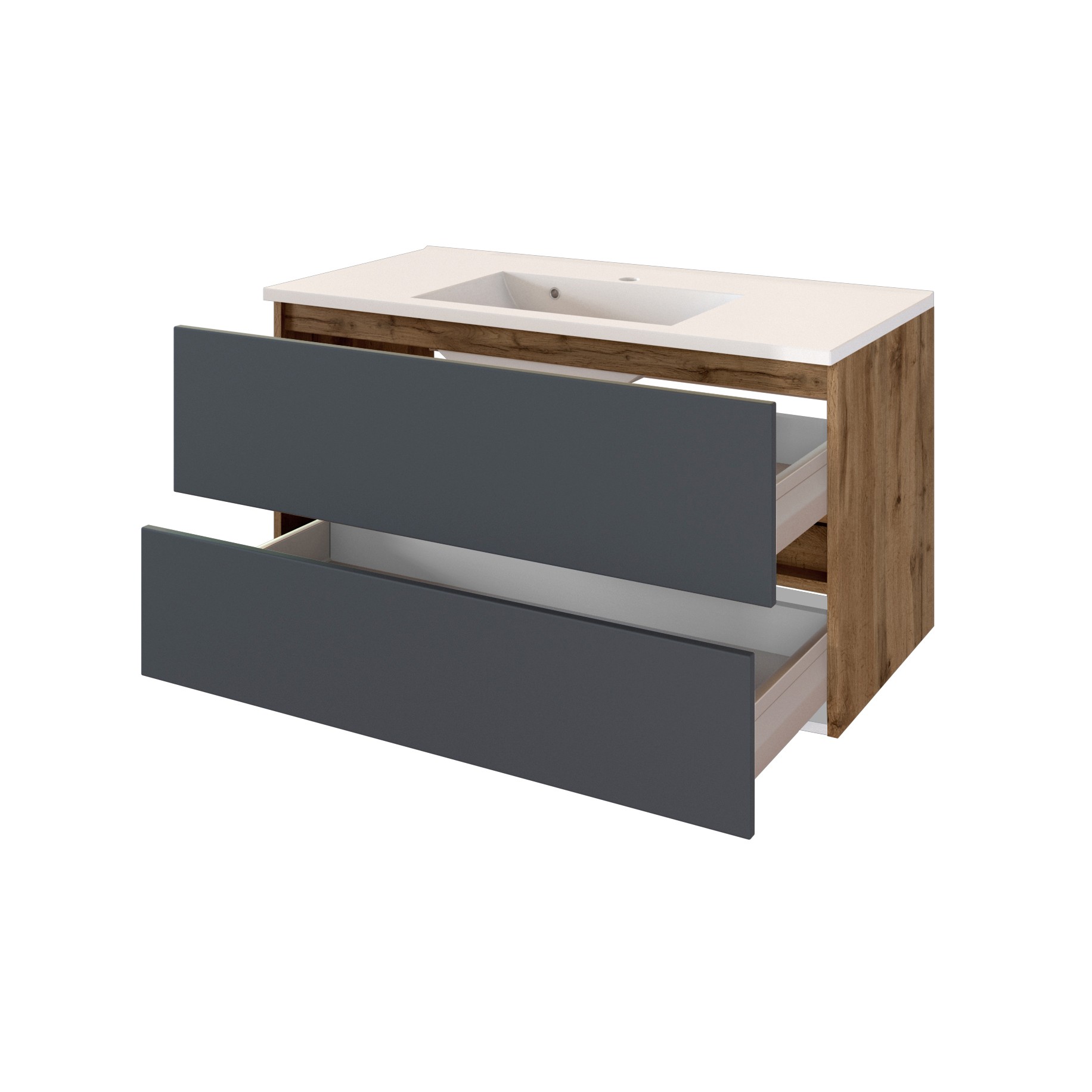 Ensemble salle de bains Luna 2 pièces 100cm - chêne/gris - Image 12