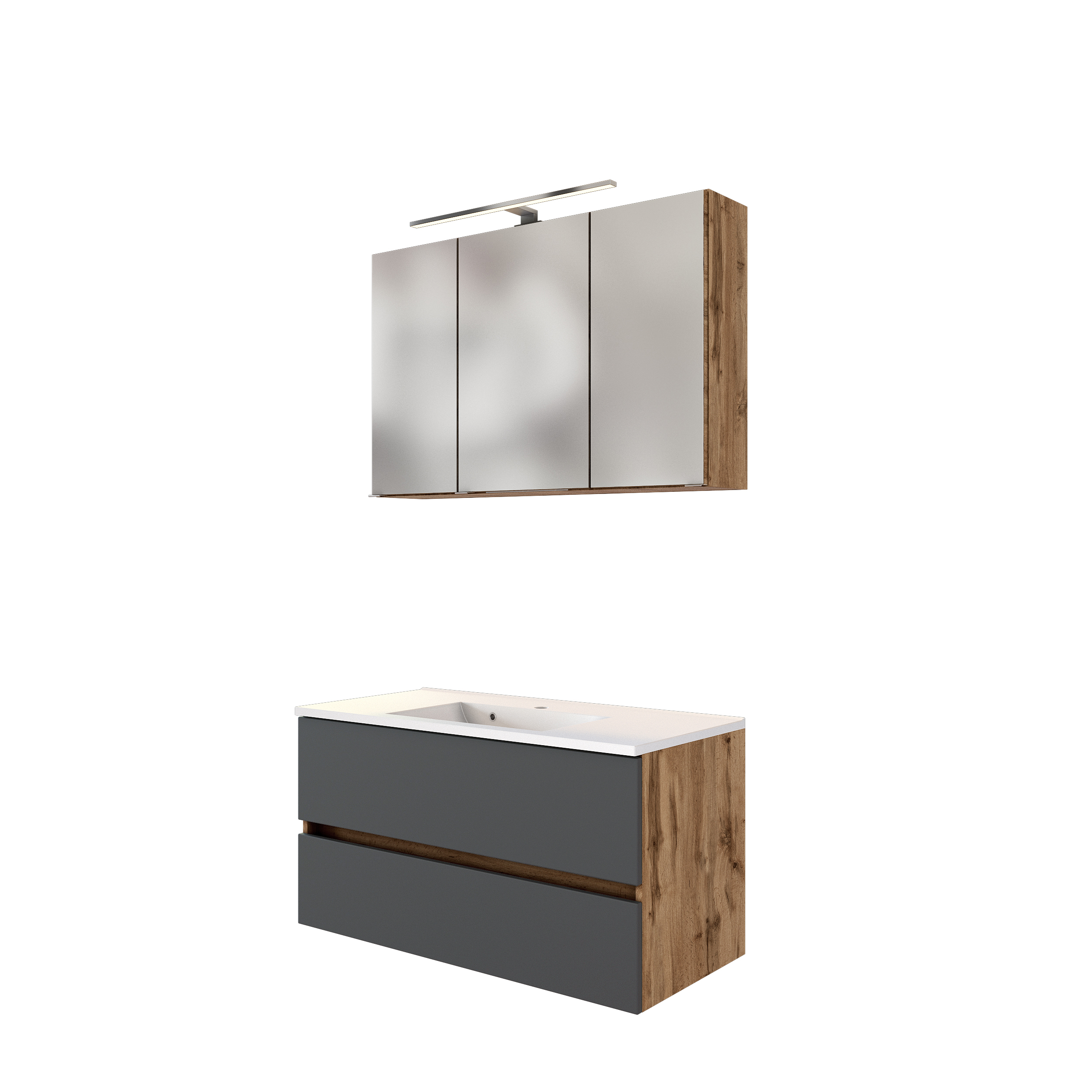 Ensemble salle de bains Luna 2 pièces 100cm - chêne/gris - Image 1