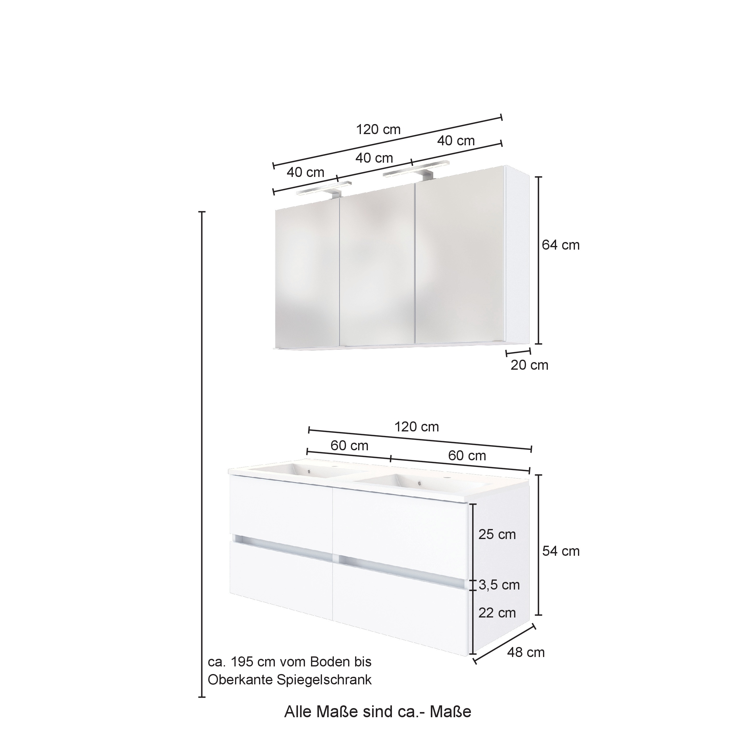 Ensemble salle de bains Luna 2 pièces 120cm - graphite/chêne - Image 4