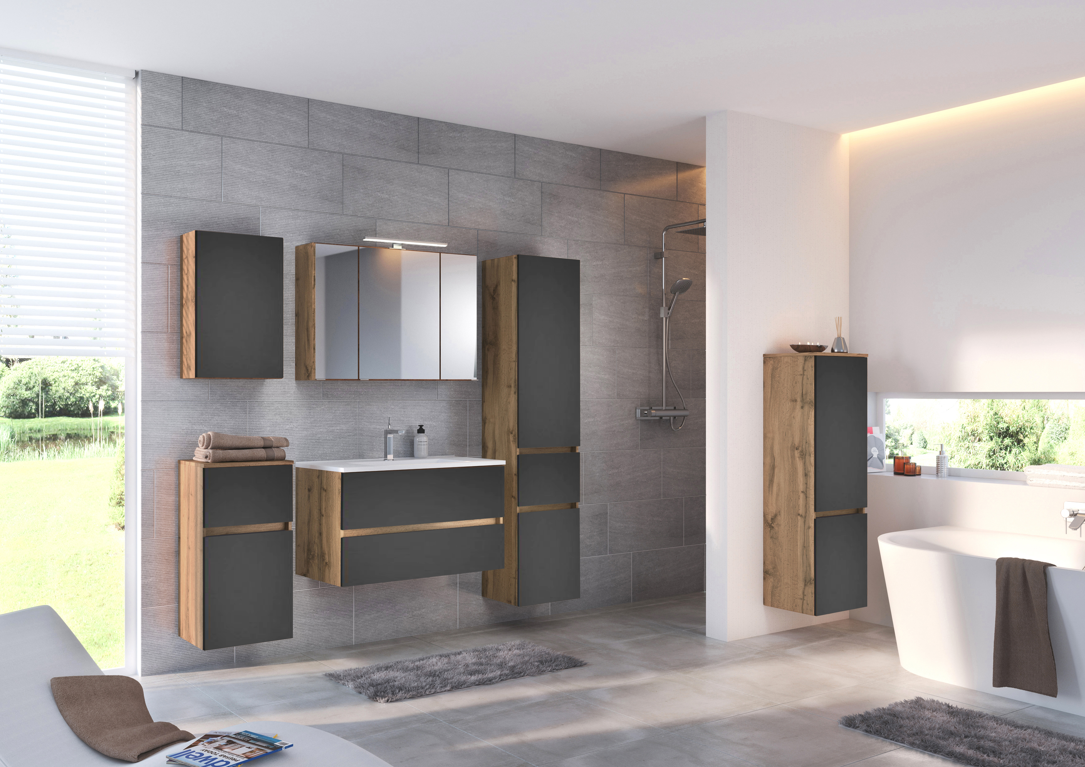 Ensemble salle de bains Luna 2 pièces 60cm - chêne/gris - Image 2