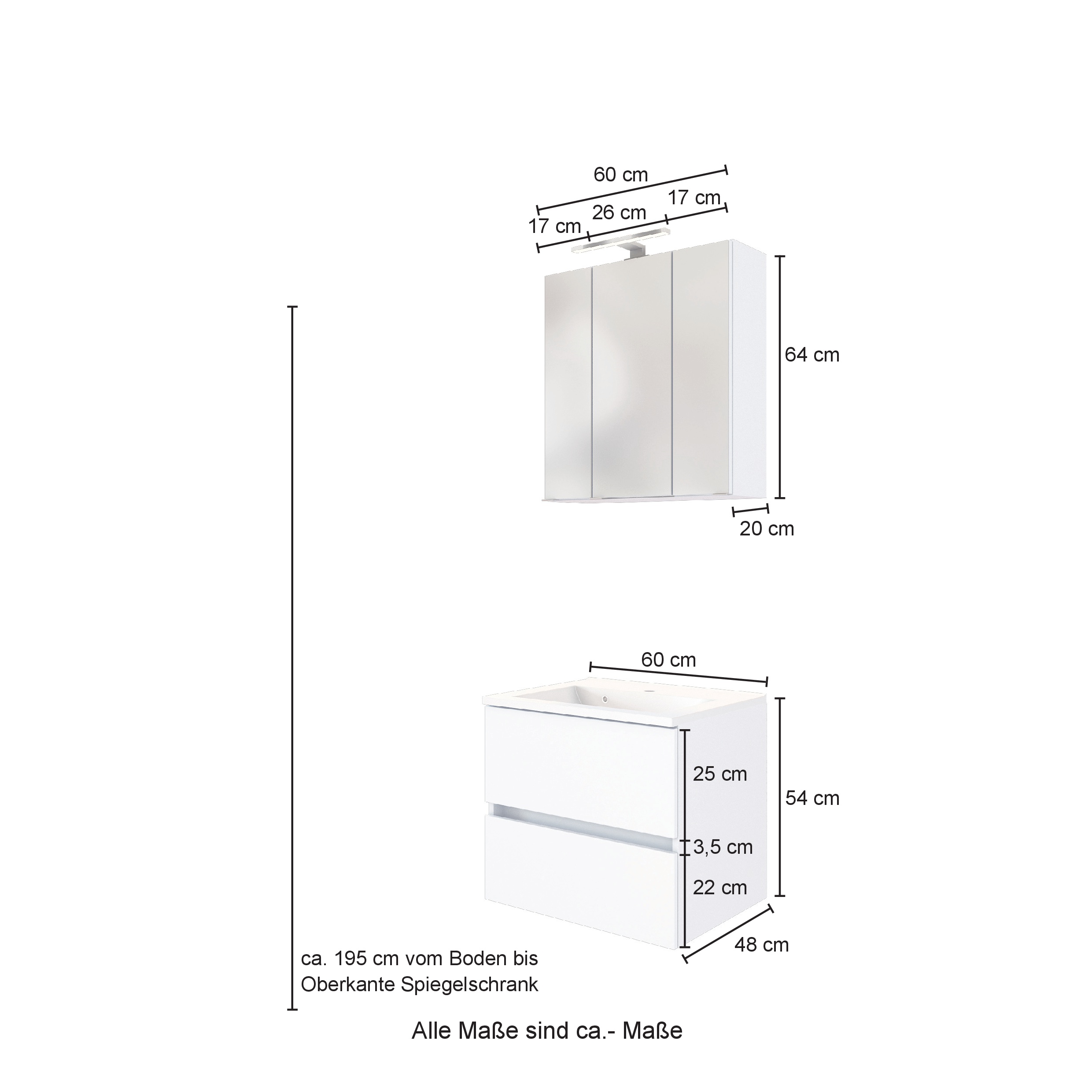 Ensemble salle de bains Luna 2 pièces 60cm - graphite/chêne - Image 5