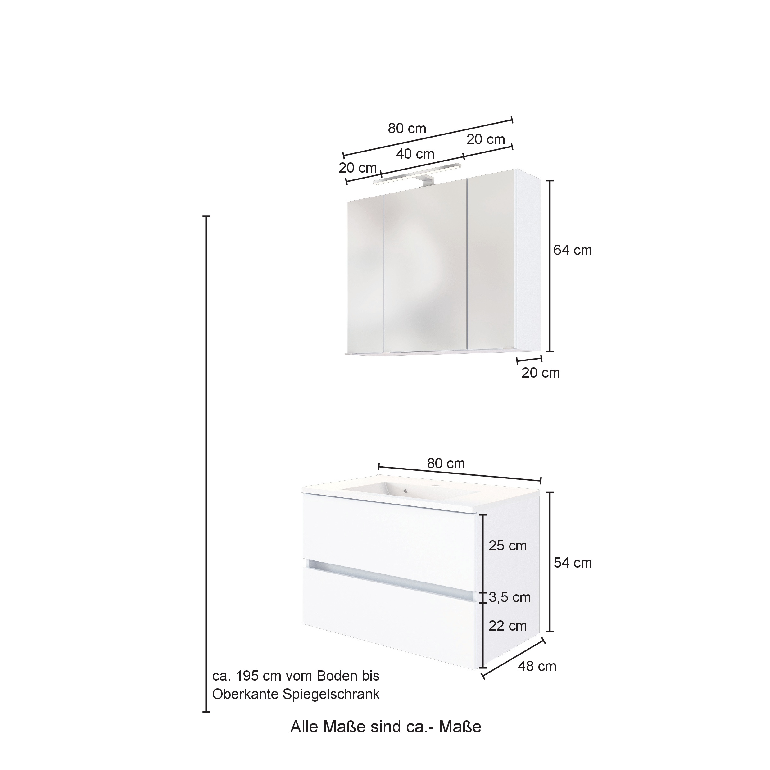Ensemble salle de bains Luna 2 pièces 80cm - chêne/blanc - Image 4