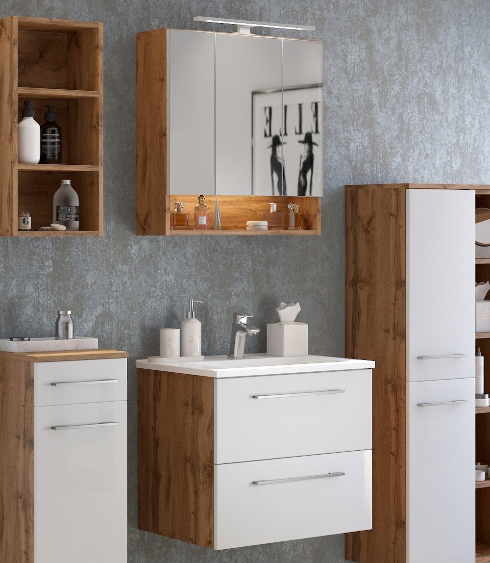 Ensemble salle de bains Sefa 1 - chêne/blanc - Image 1