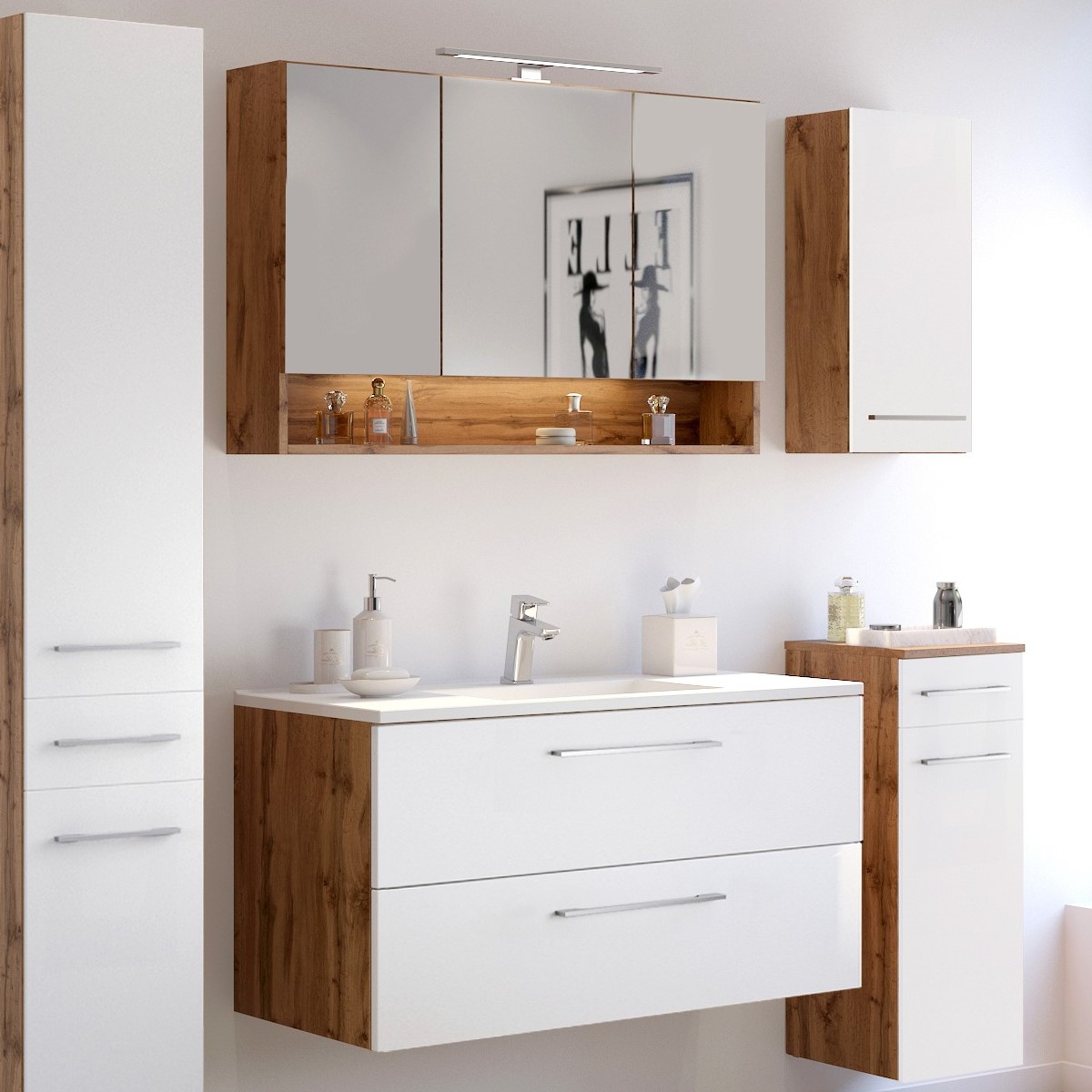 Ensemble salle de bains Sefa 2 - chêne/blanc - Image 1