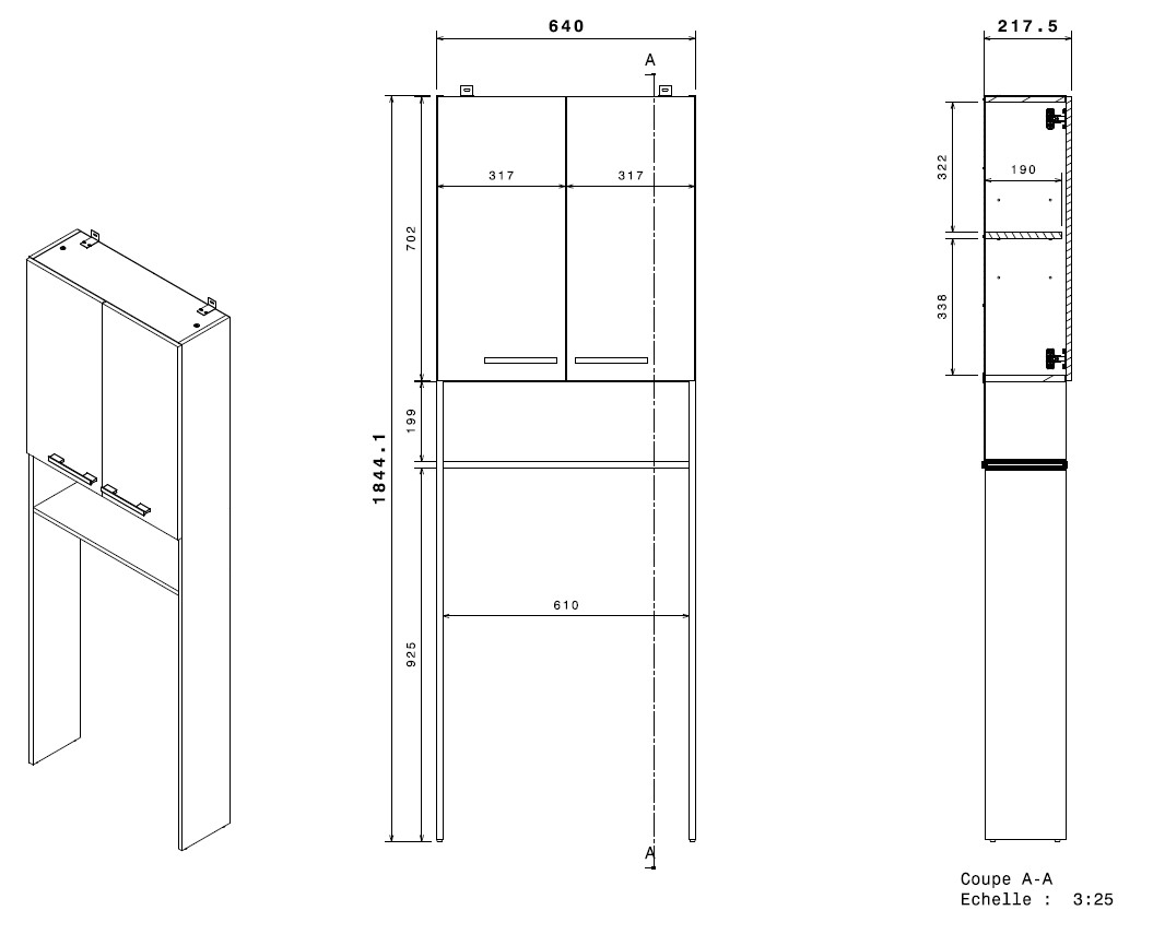 Entourage multifonction WC ou machine à laver Dotan - chêne - Image 2