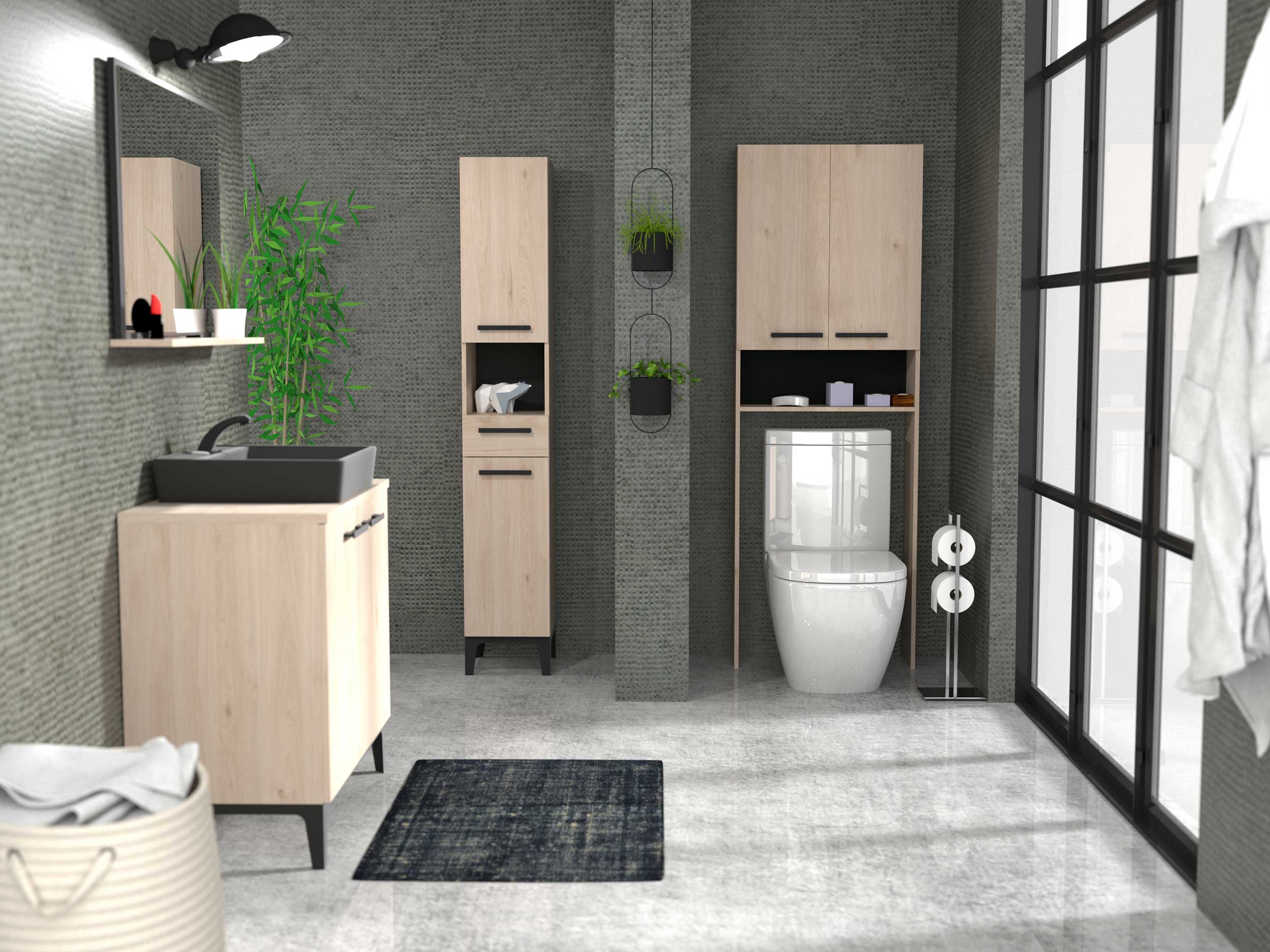 Entourage multifonction WC ou machine à laver Dotan - chêne - Image 6