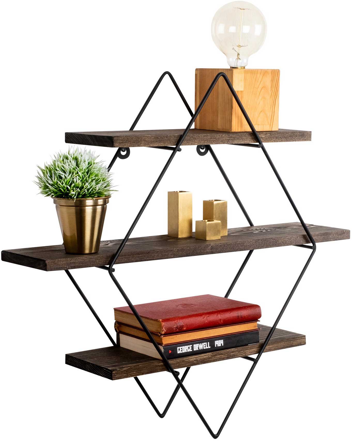 Erysimum Étagère murale | 100 % bois d'épicéa | Noir, noyer - Image 3