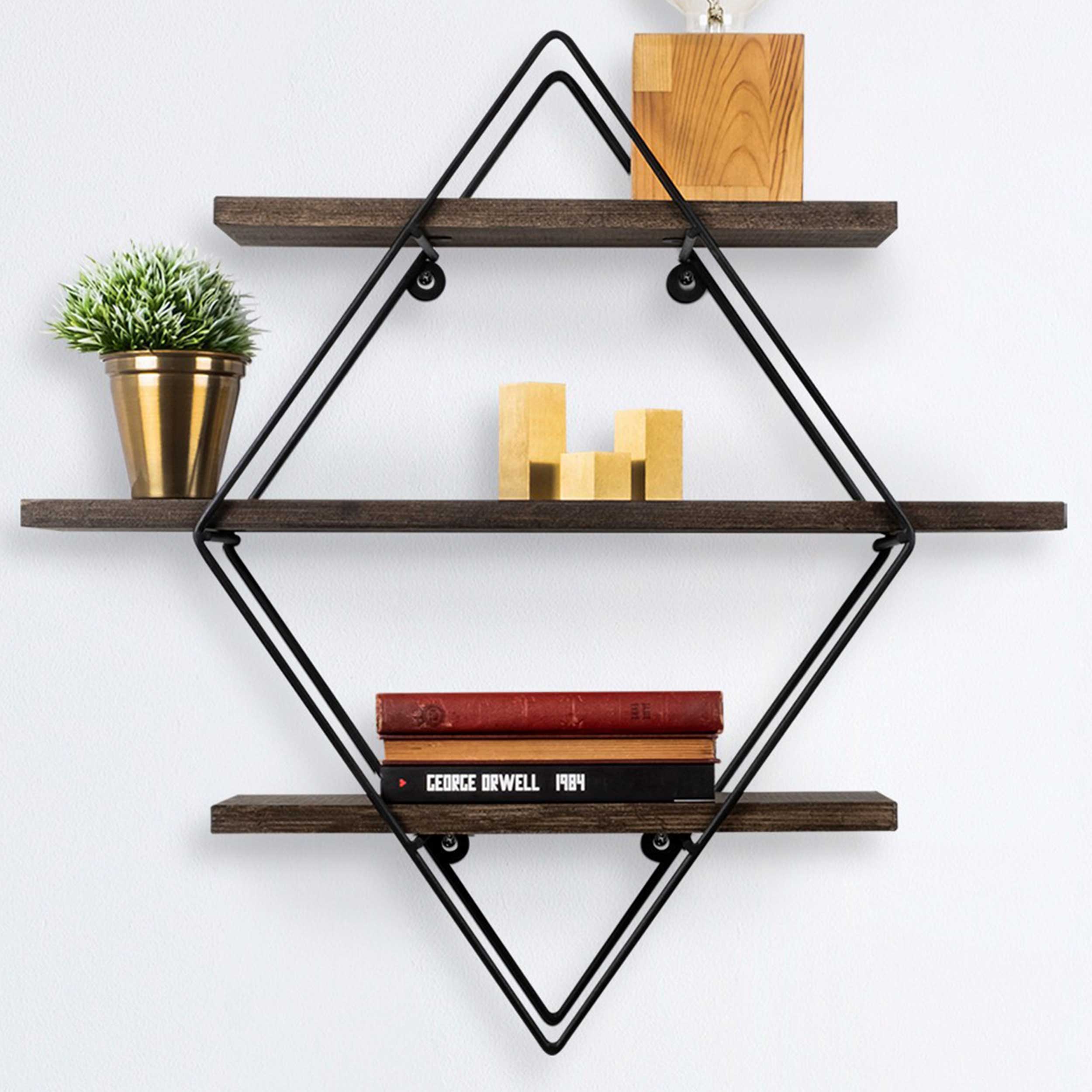 Erysimum Étagère murale | 100 % bois d'épicéa | Noir, noyer