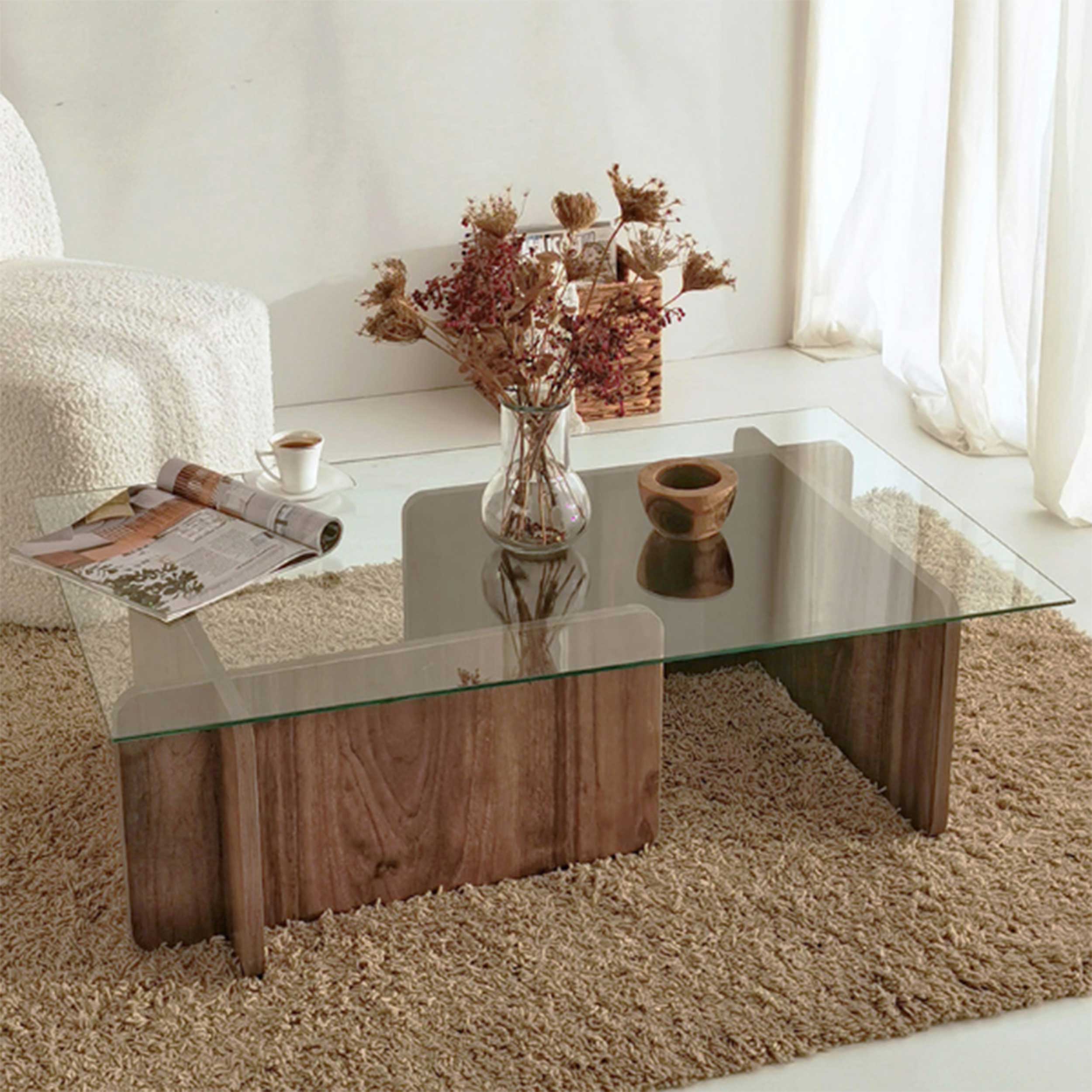 Escape Table basse | VERRE TREMPÉ | Noyer