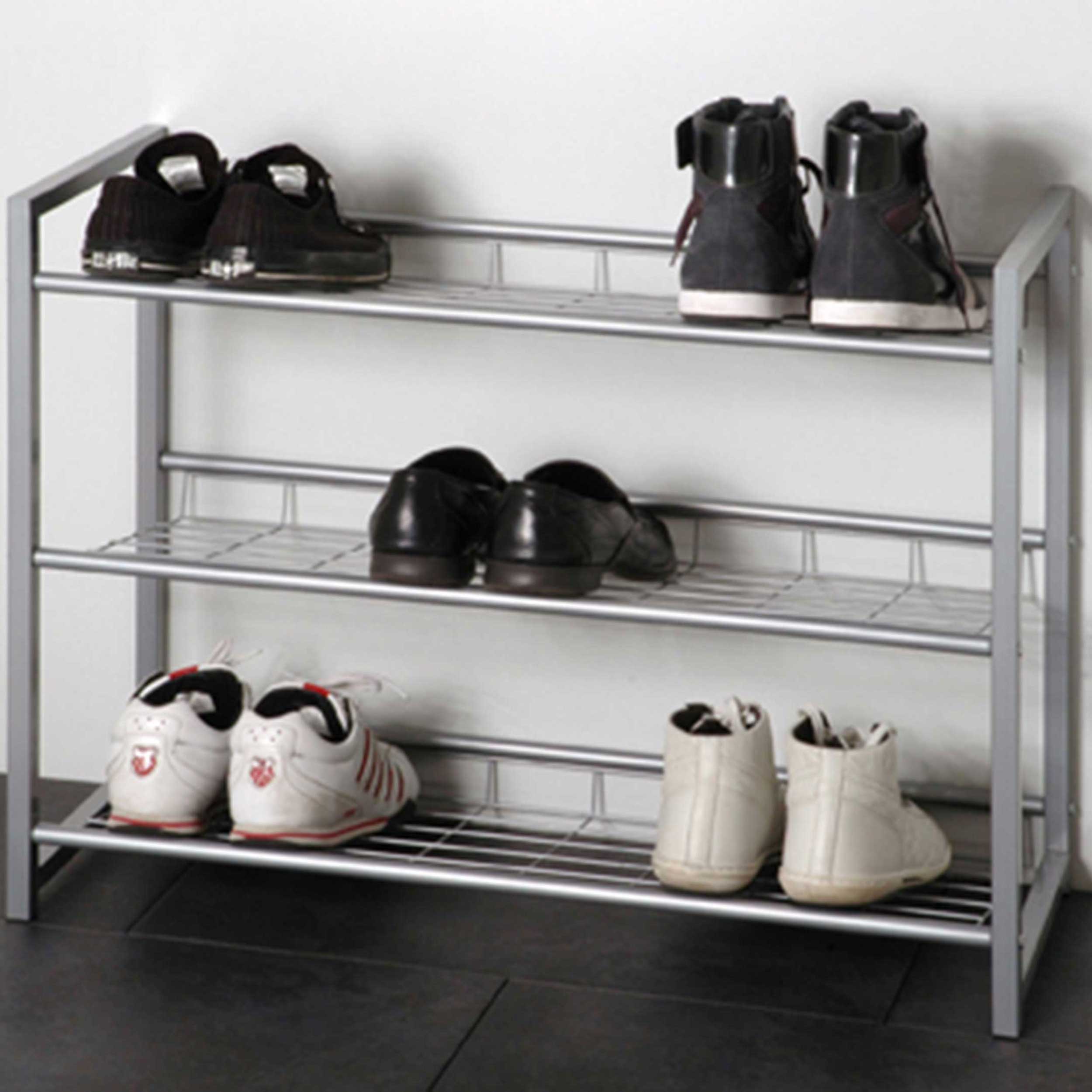 Étagère à chaussures Leonore 80cm, 3 étagères - aluminium