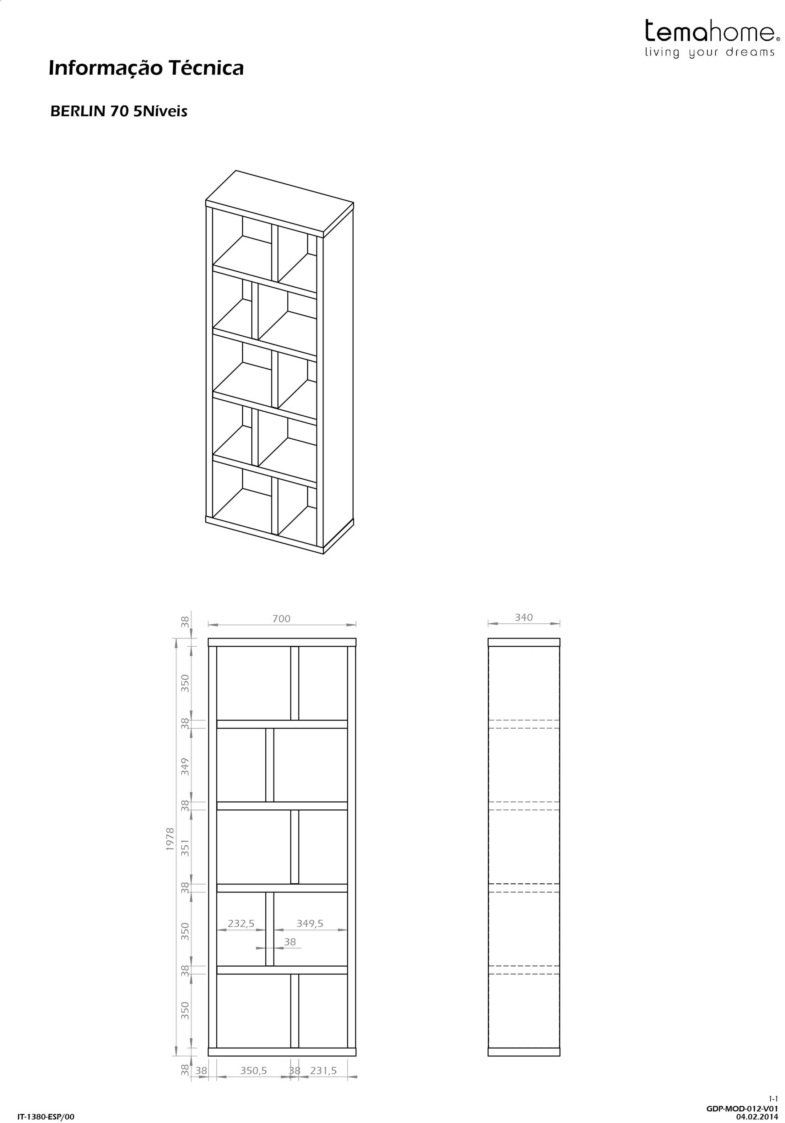 Etagère Berkeley 70 cm 5 niveaux - placage noyer - Image 2