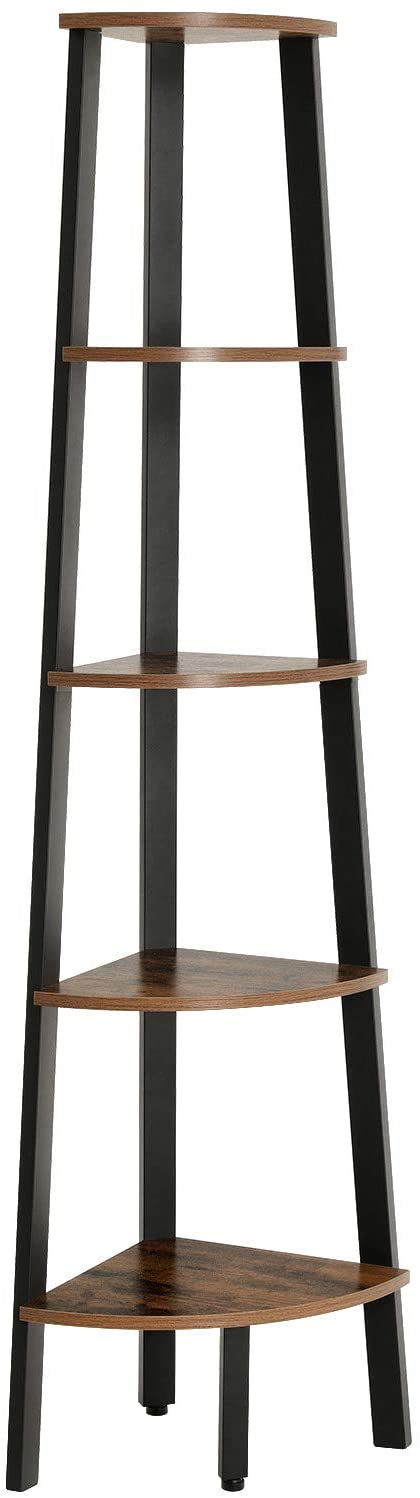 Etagère d'angle Sidney 5 tablettes - brun rustique/noir - Image 5