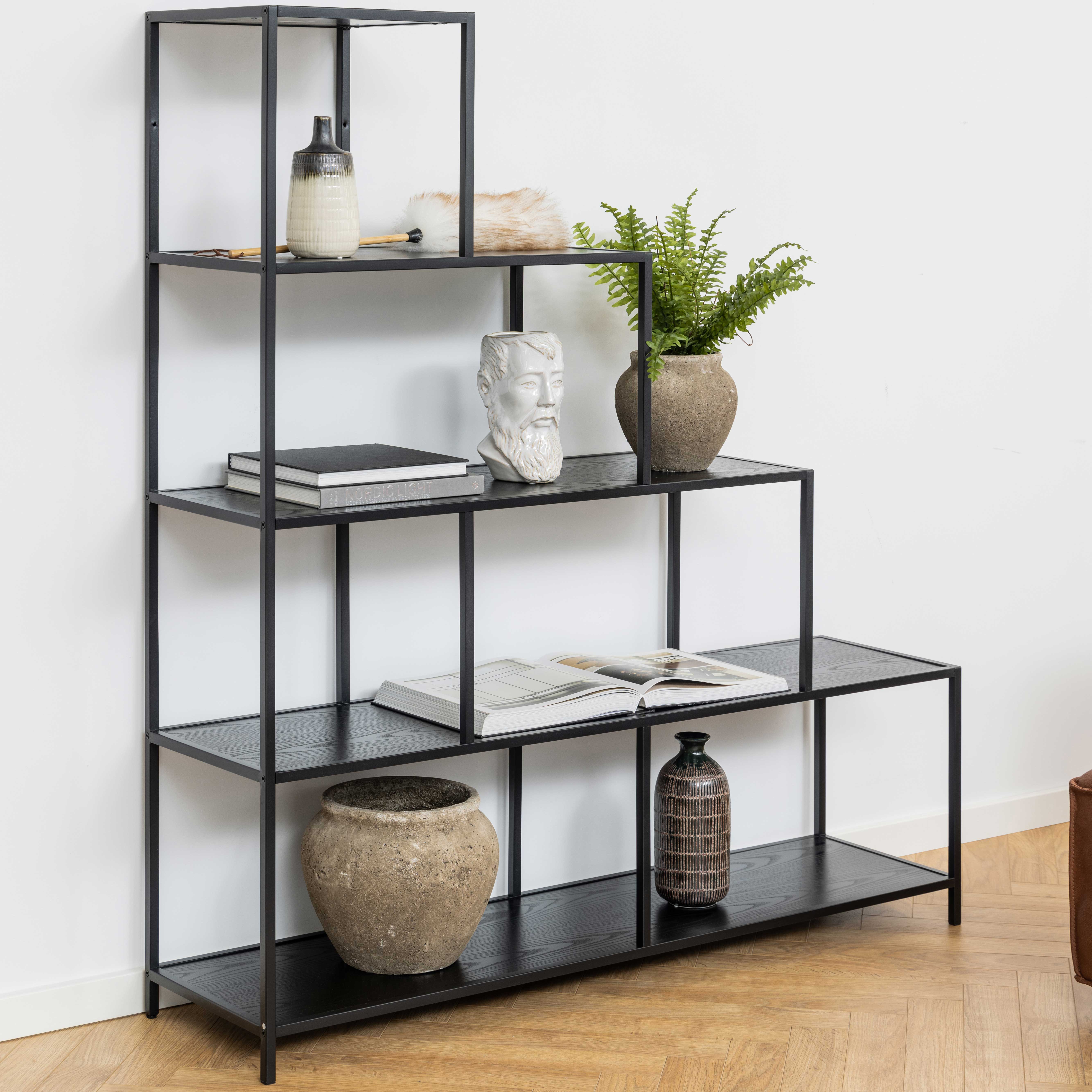 Etagère Dover 135cm 4 tablettes - noir
