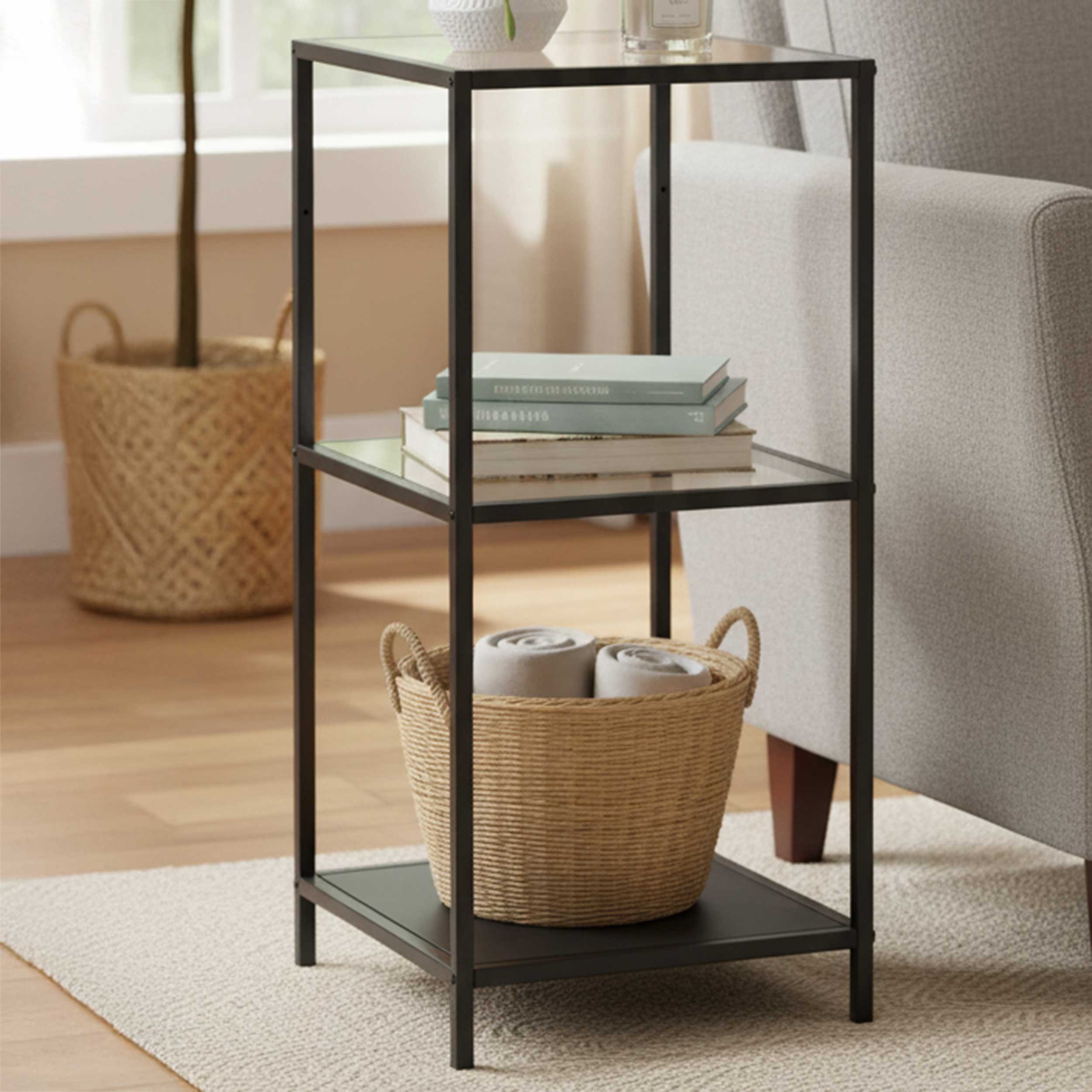 Étagère Dover 37cm, 2 tablettes - noir