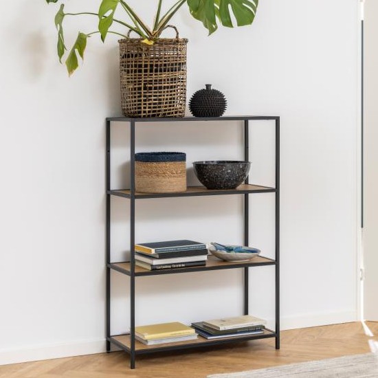 Étagère Dover 77cm, 3 étagères - noir/chêne - Image 1