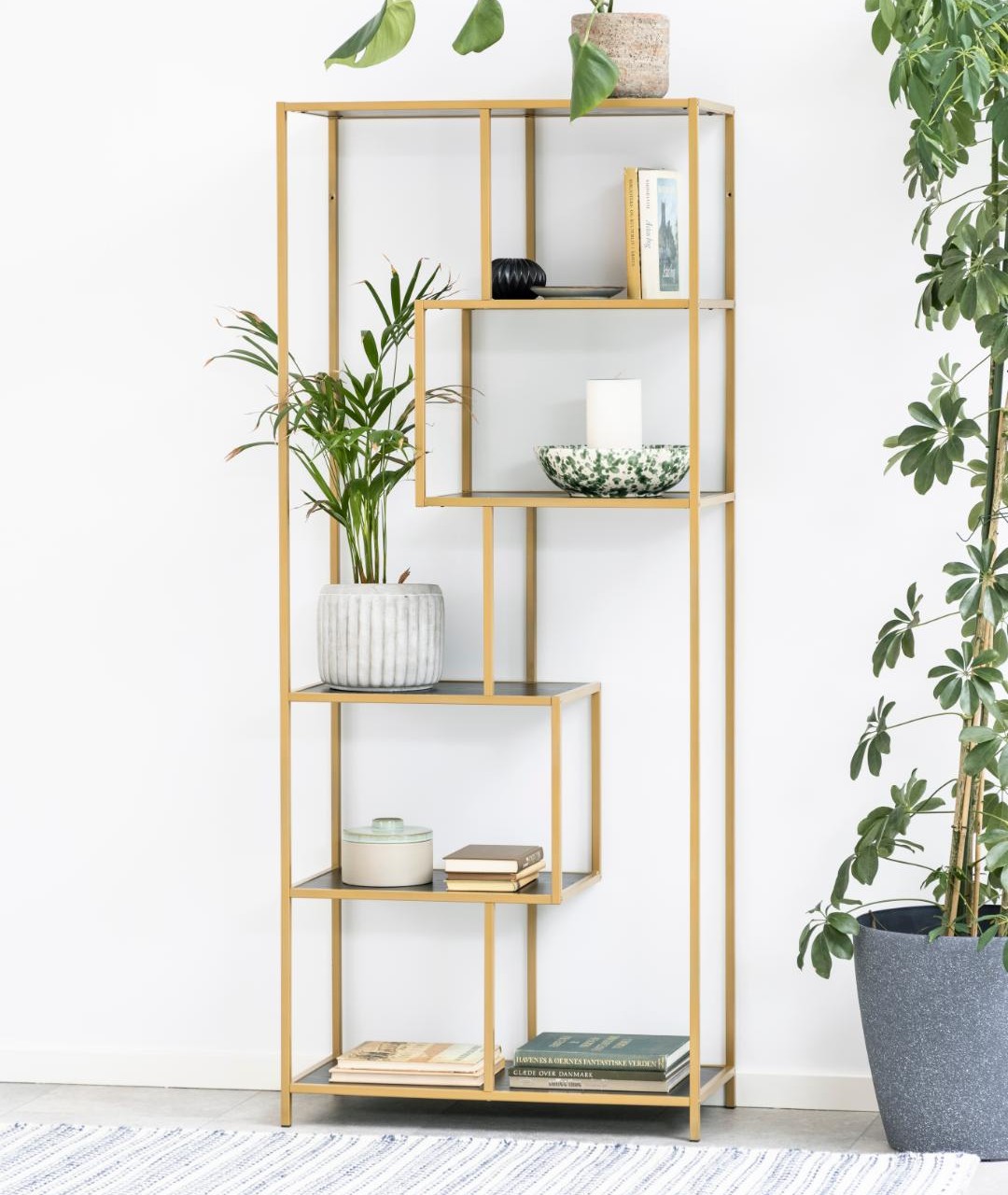 Étagère Dover 77cm, 4 tablettes - doré/noir