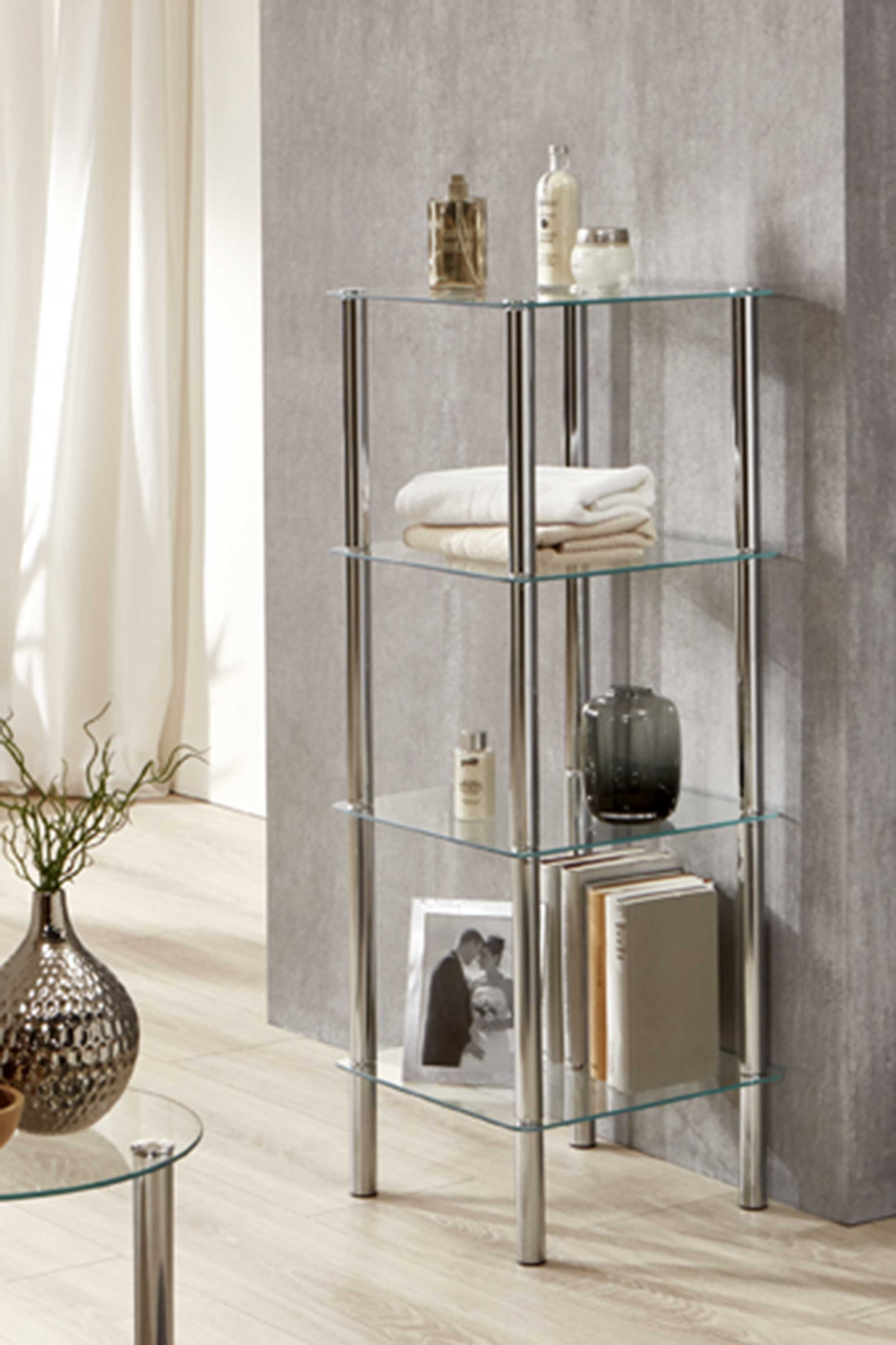 Étagère Heiko 39cm, 4 étagères - chrome/verre - Image 4