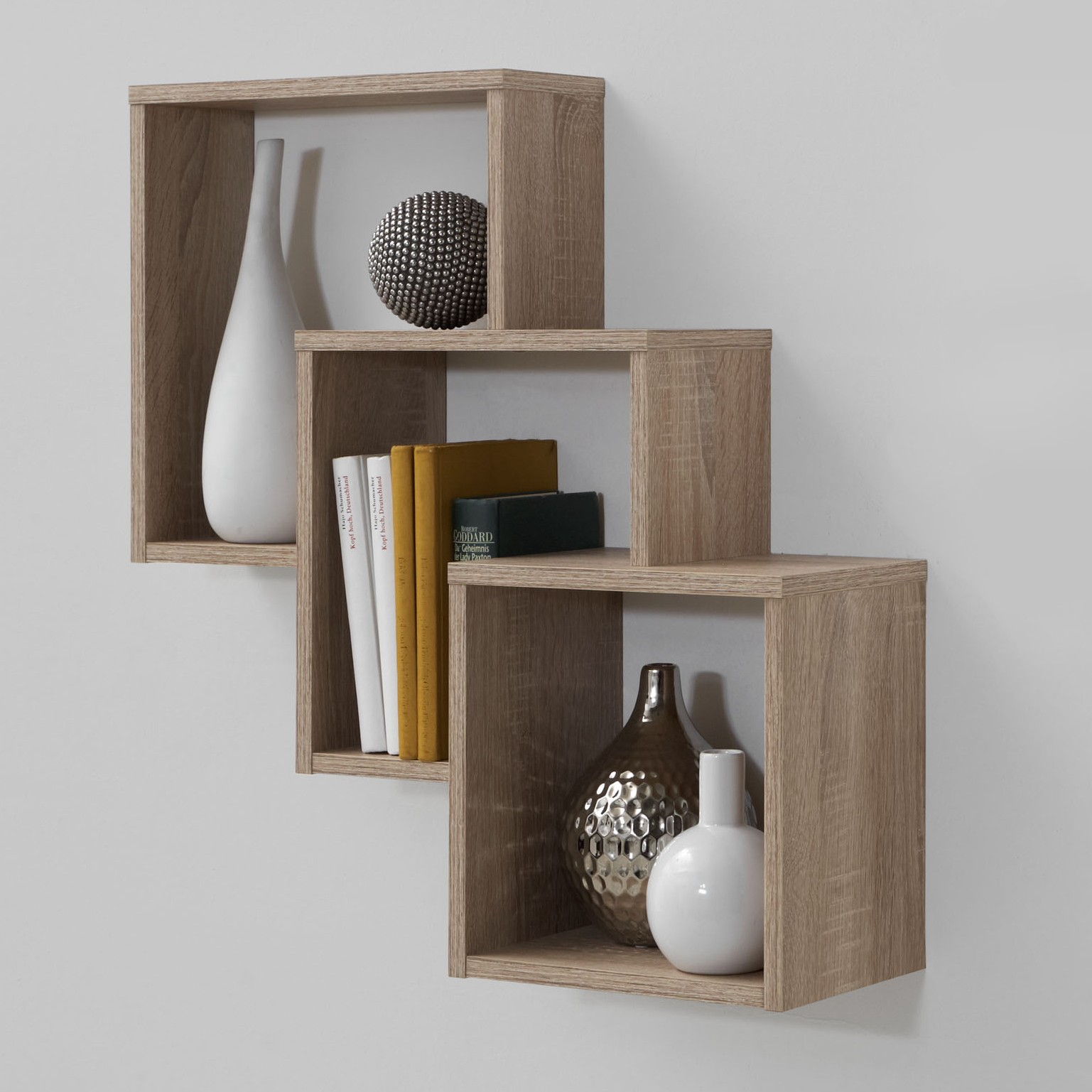 Etagère murale Fibi avec 3 compartiments - chêne