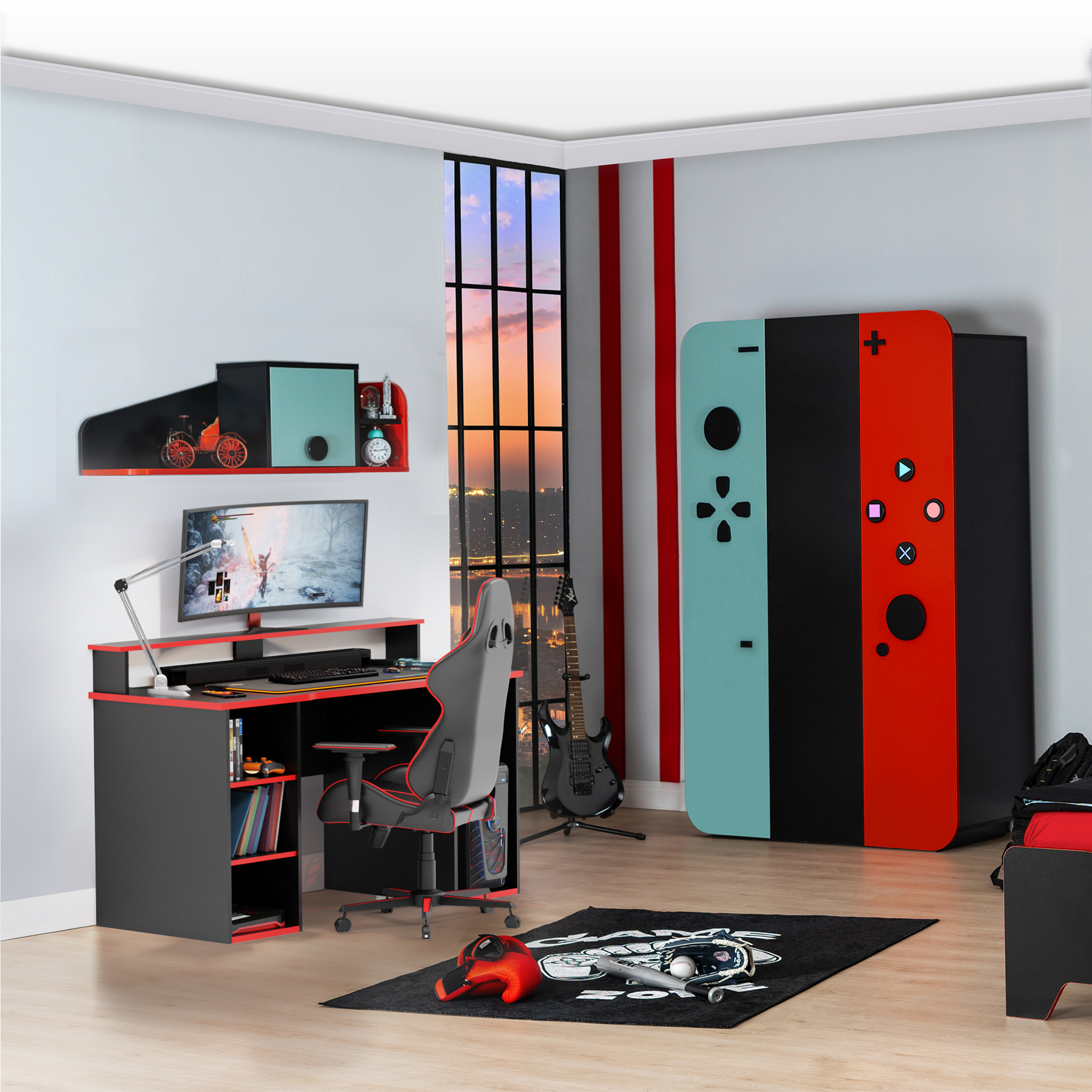 Étagère murale GamingKids - noir/rouge - Image 2