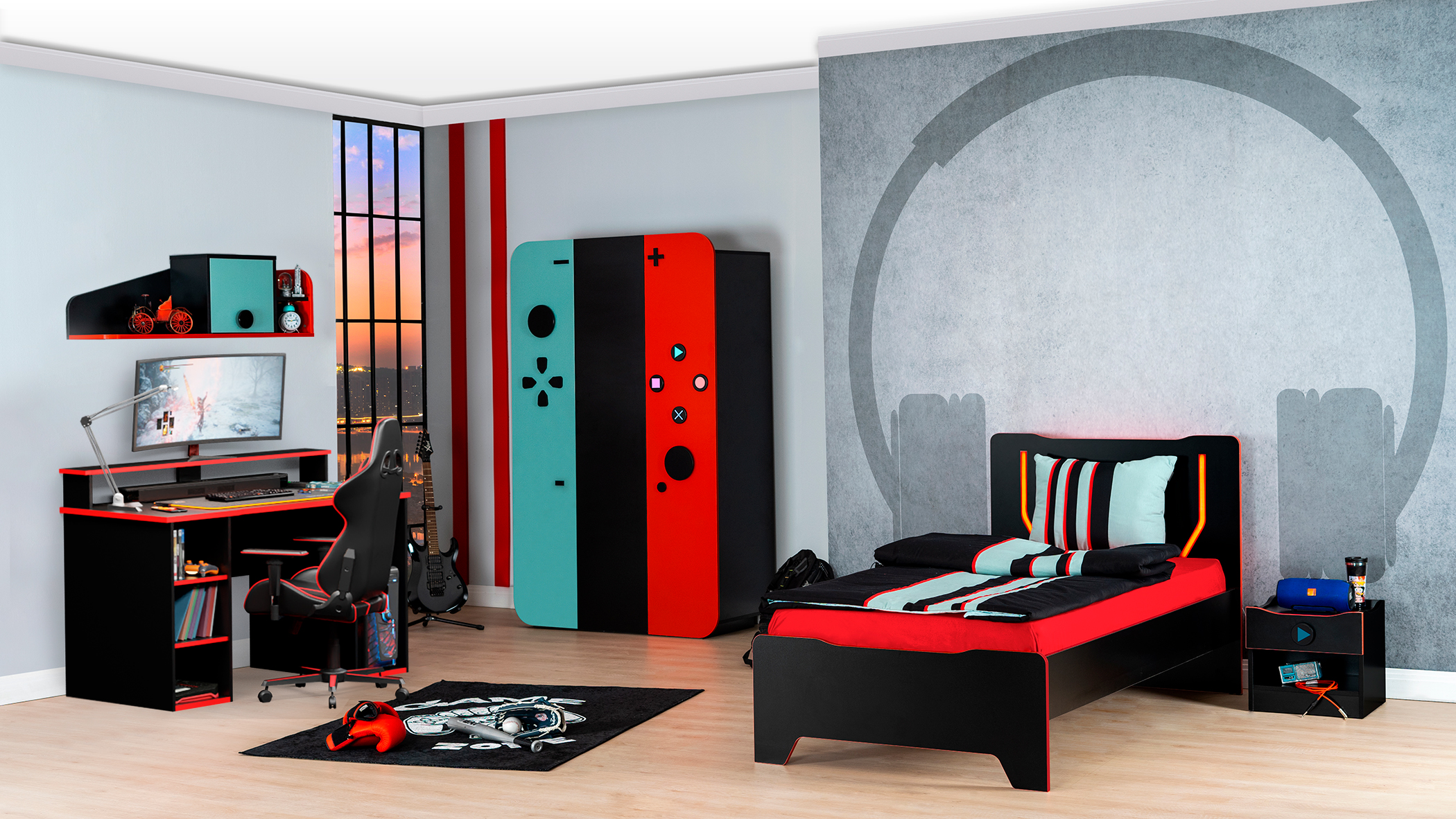 Étagère murale GamingKids - noir/rouge - Image 3