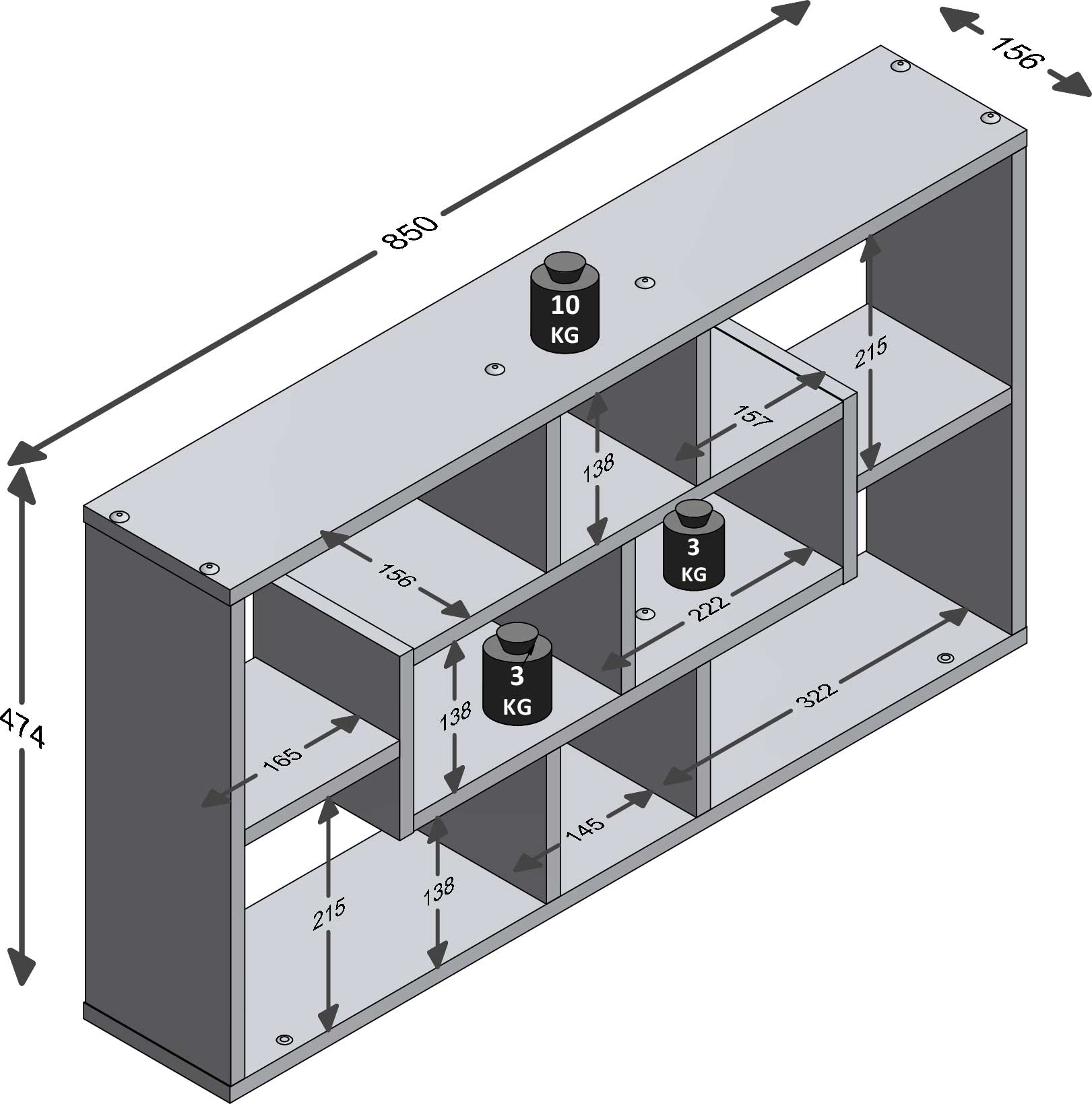 Étagère murale Lasse - chêne gris - Image 2