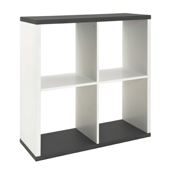 Étagère murale Stefan 80cm, 4 compartiments - blanc/anthracite - Image 1