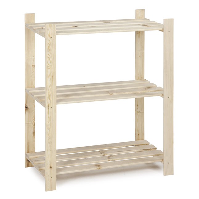 Etagère simple en bois 15kg à 3 tablettes - large
