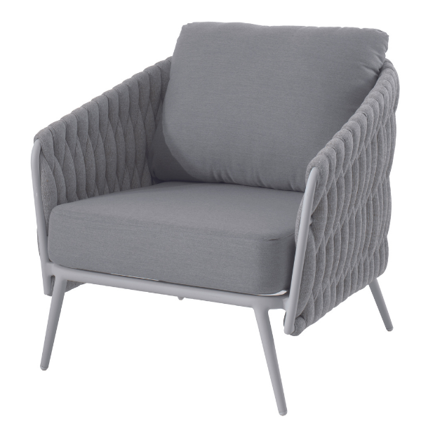 Fauteuil d'extérieur Gaborone aluminium et oléfine - blanc/gris