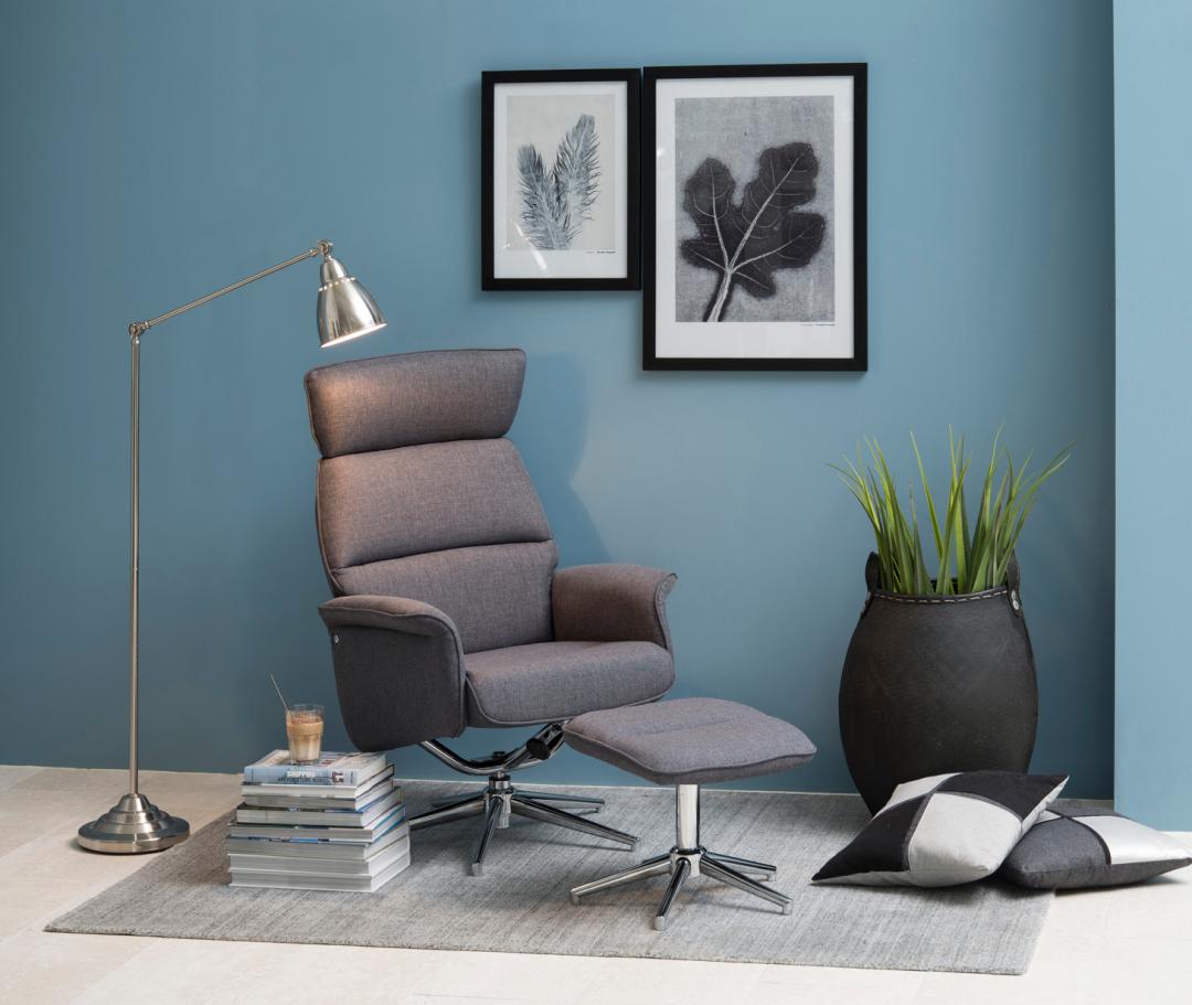 Fauteuil relax Alura avec repose-pieds - gris