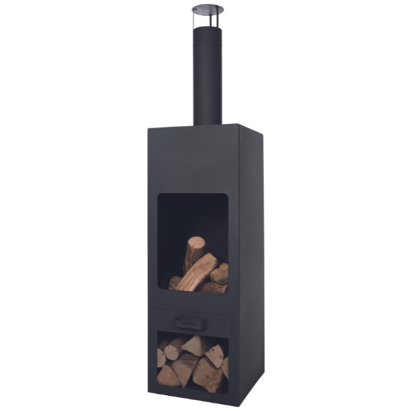 Foyer de jardin Dakota XXL avec stockage du bois acier - noir - Image 6
