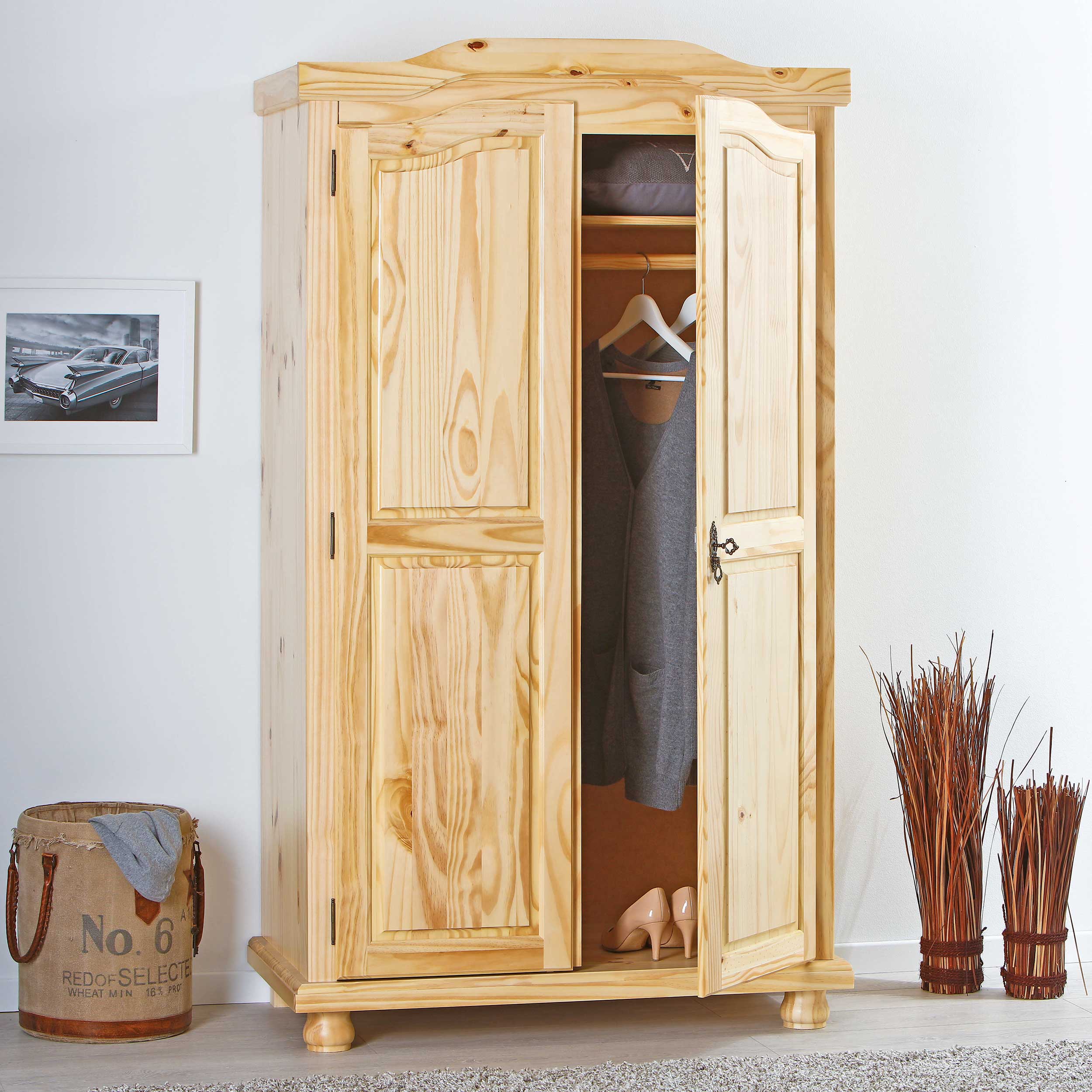 Garde-robe Bastian 104cm avec 2 portes - bois de pin - Image 11