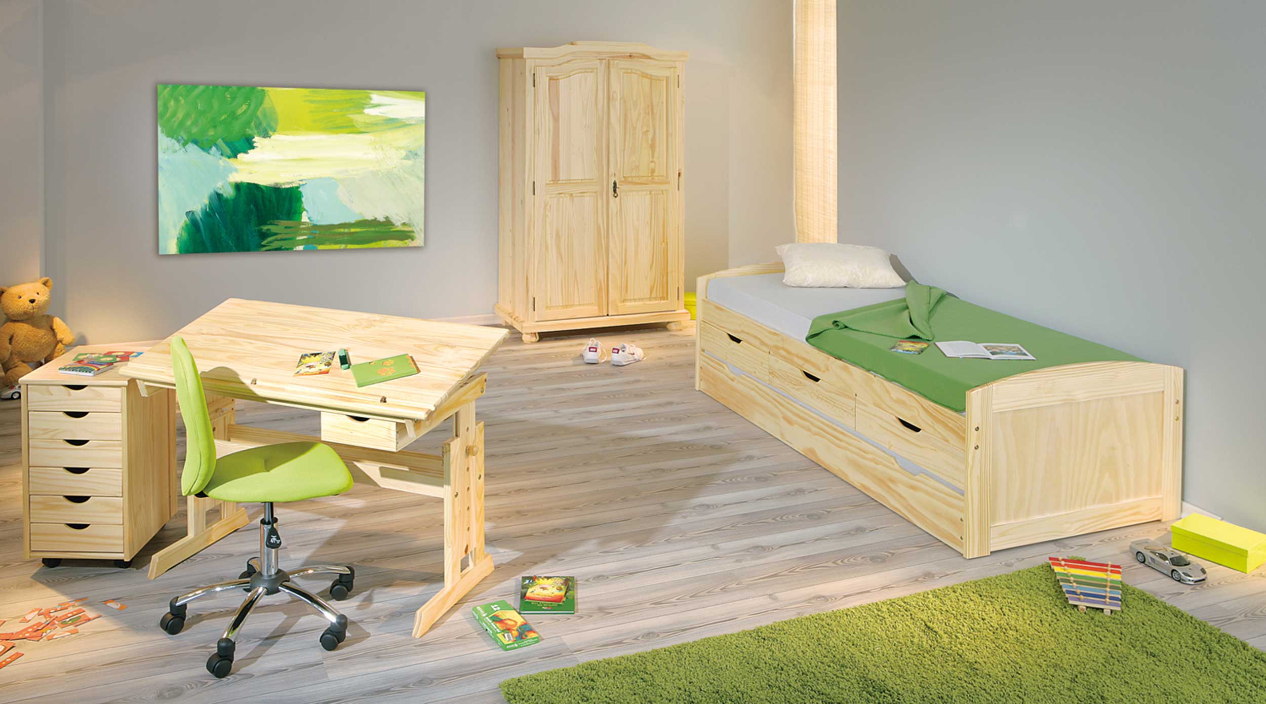 Garde-robe Bastian 104cm avec 2 portes - bois de pin - Image 6