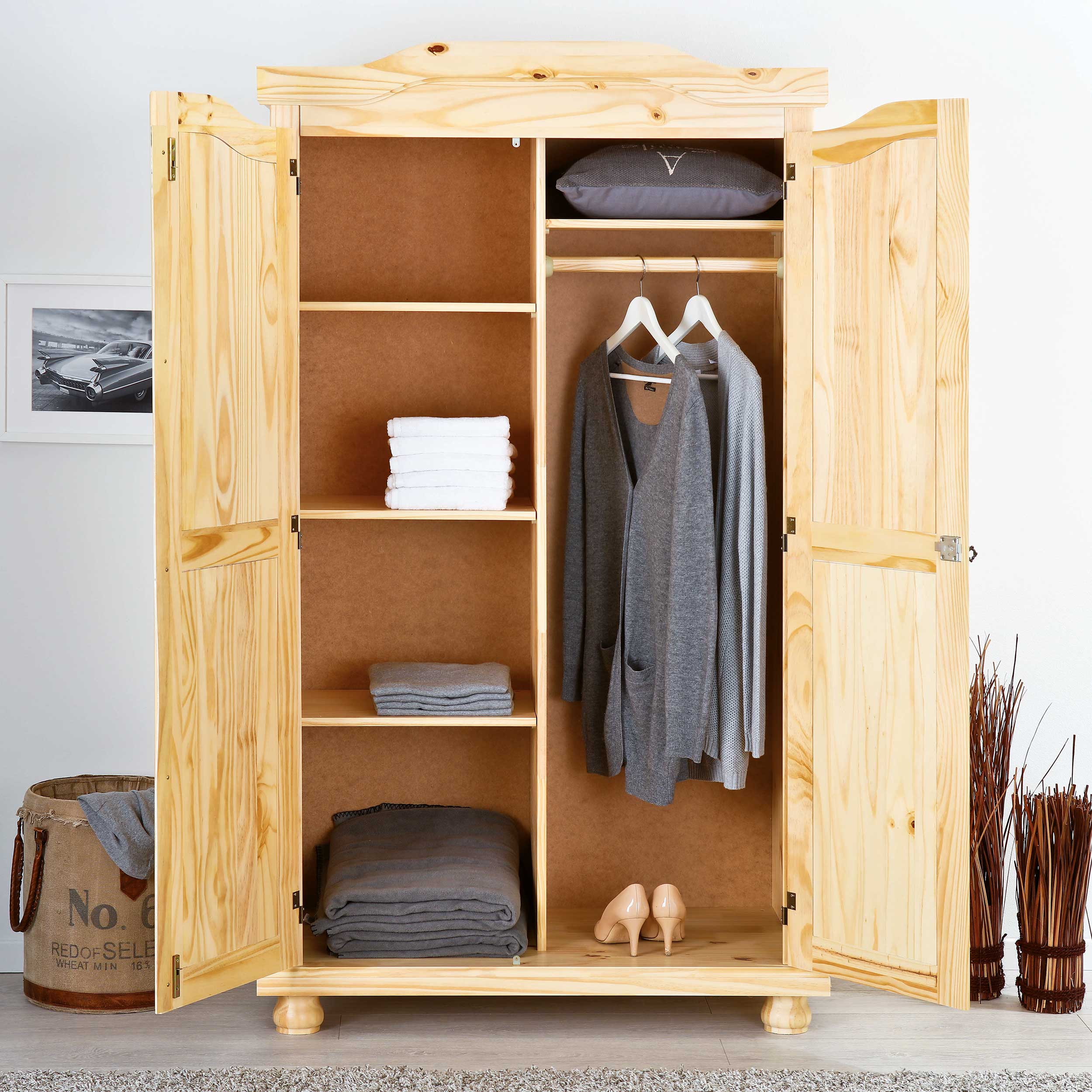 Garde-robe Bastian 104cm avec 2 portes - bois de pin - Image 10