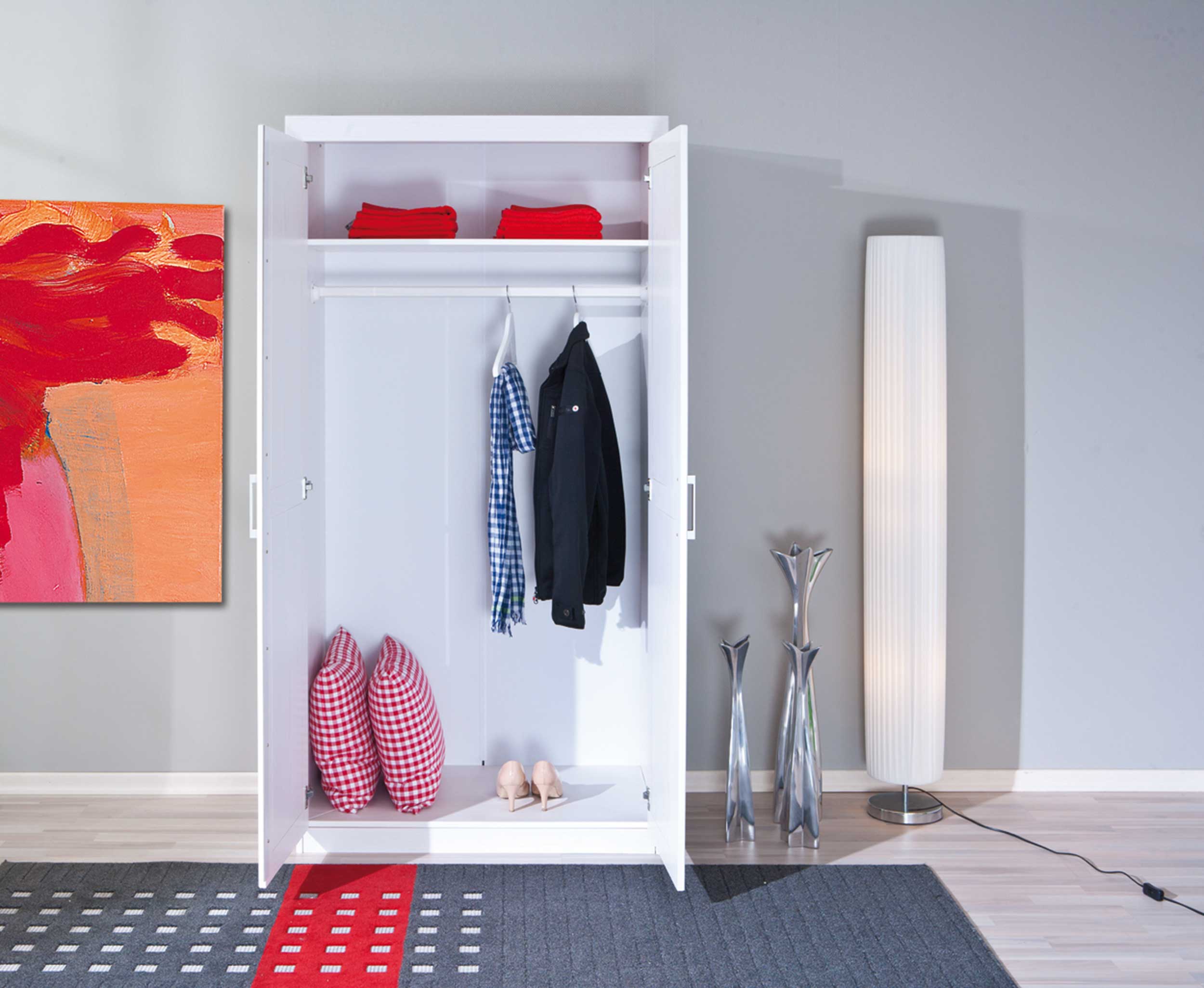 Garde-robe Léon 95cm avec 2 portes - blanc - Image 12