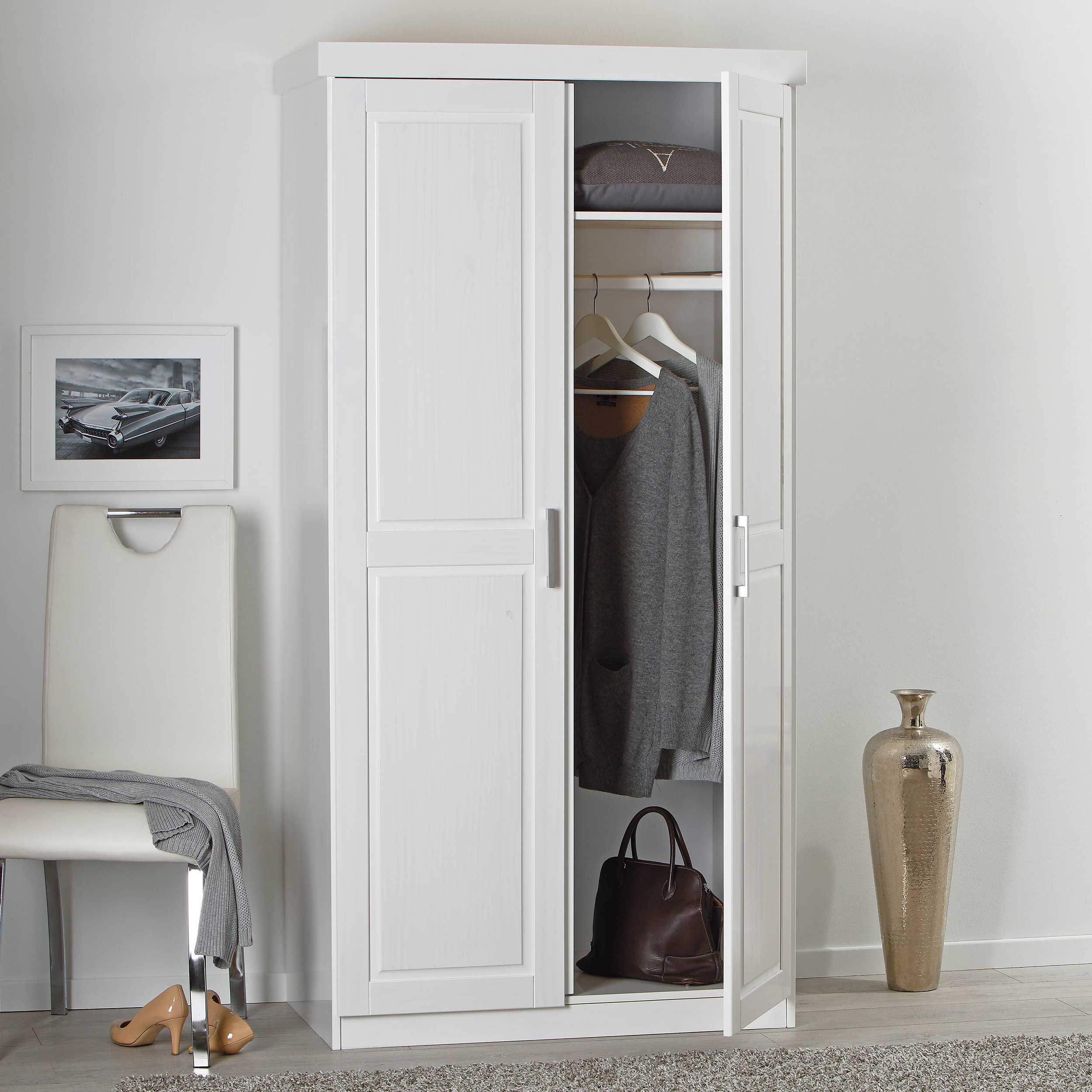 Garde-robe Léon 95cm avec 2 portes - blanc - Image 4