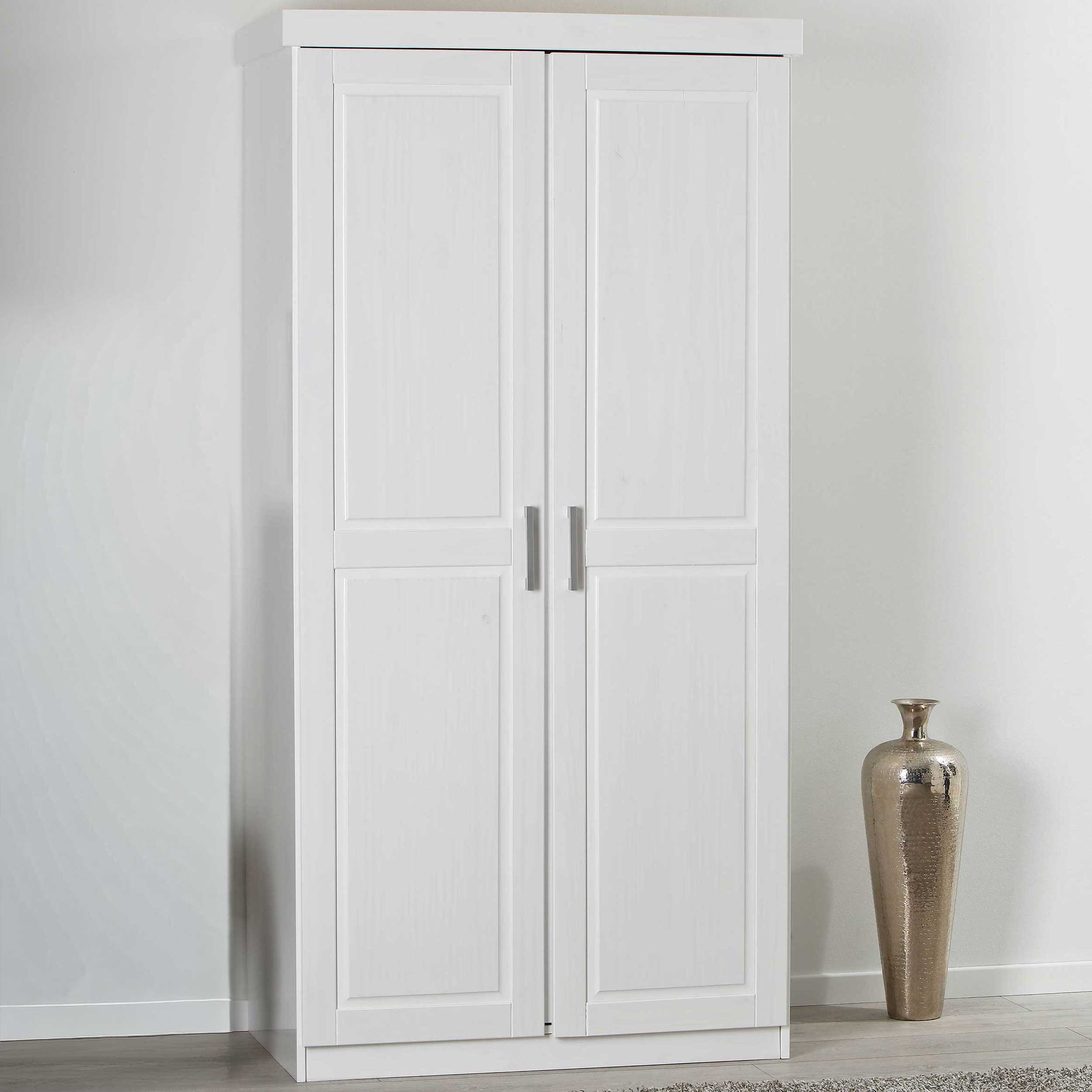 Garde-robe Léon 95cm avec 2 portes - blanc