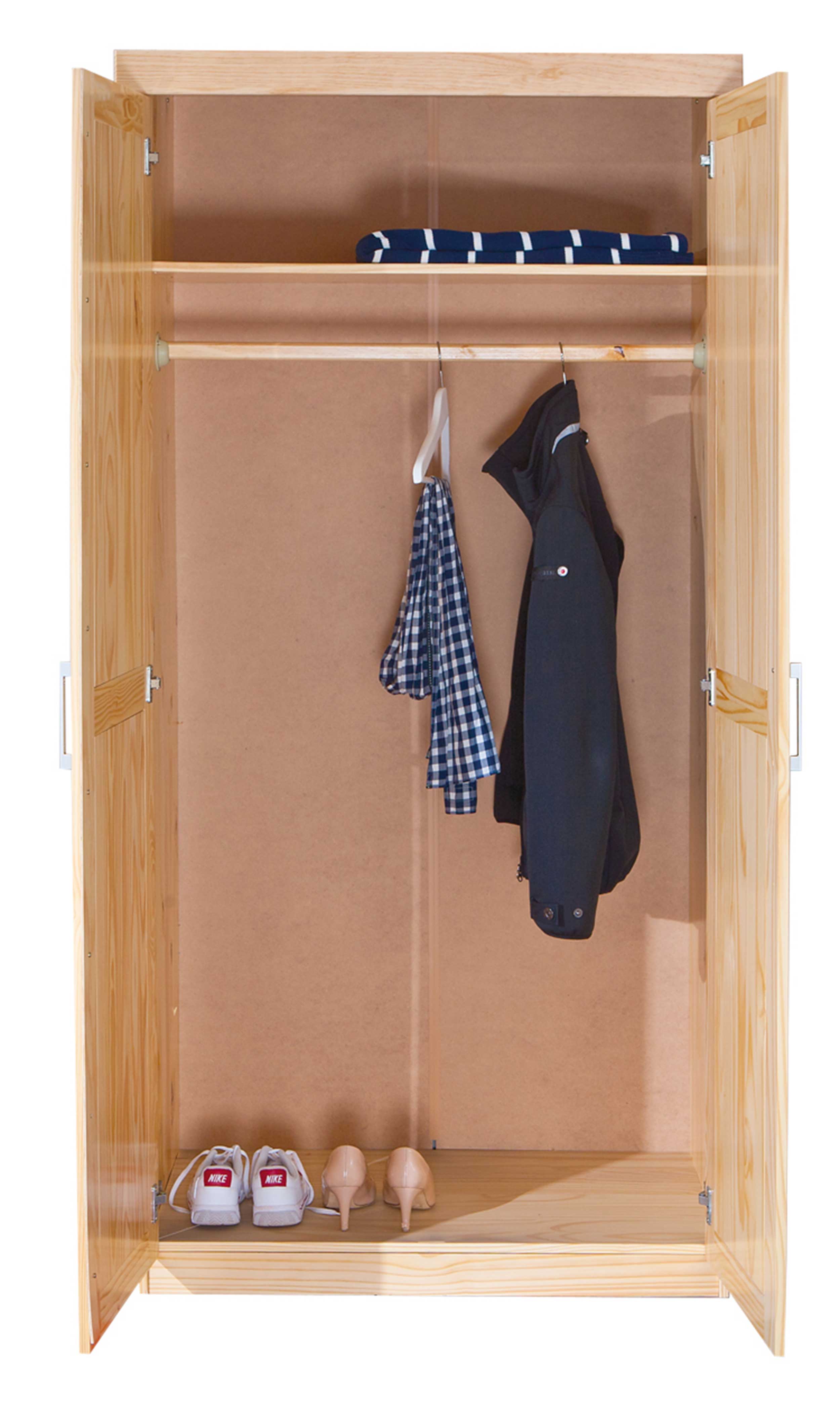 Garde-robe Léon 95cm avec 2 portes - bois de pin - Image 3