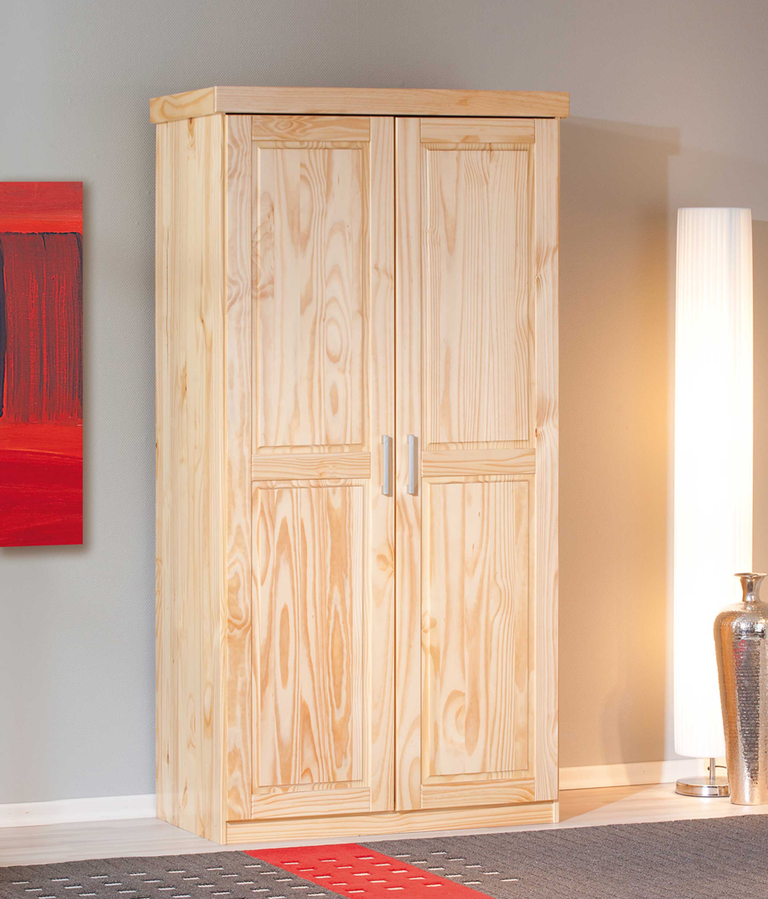 Garde-robe Léon 95cm avec 2 portes - bois de pin - Image 6