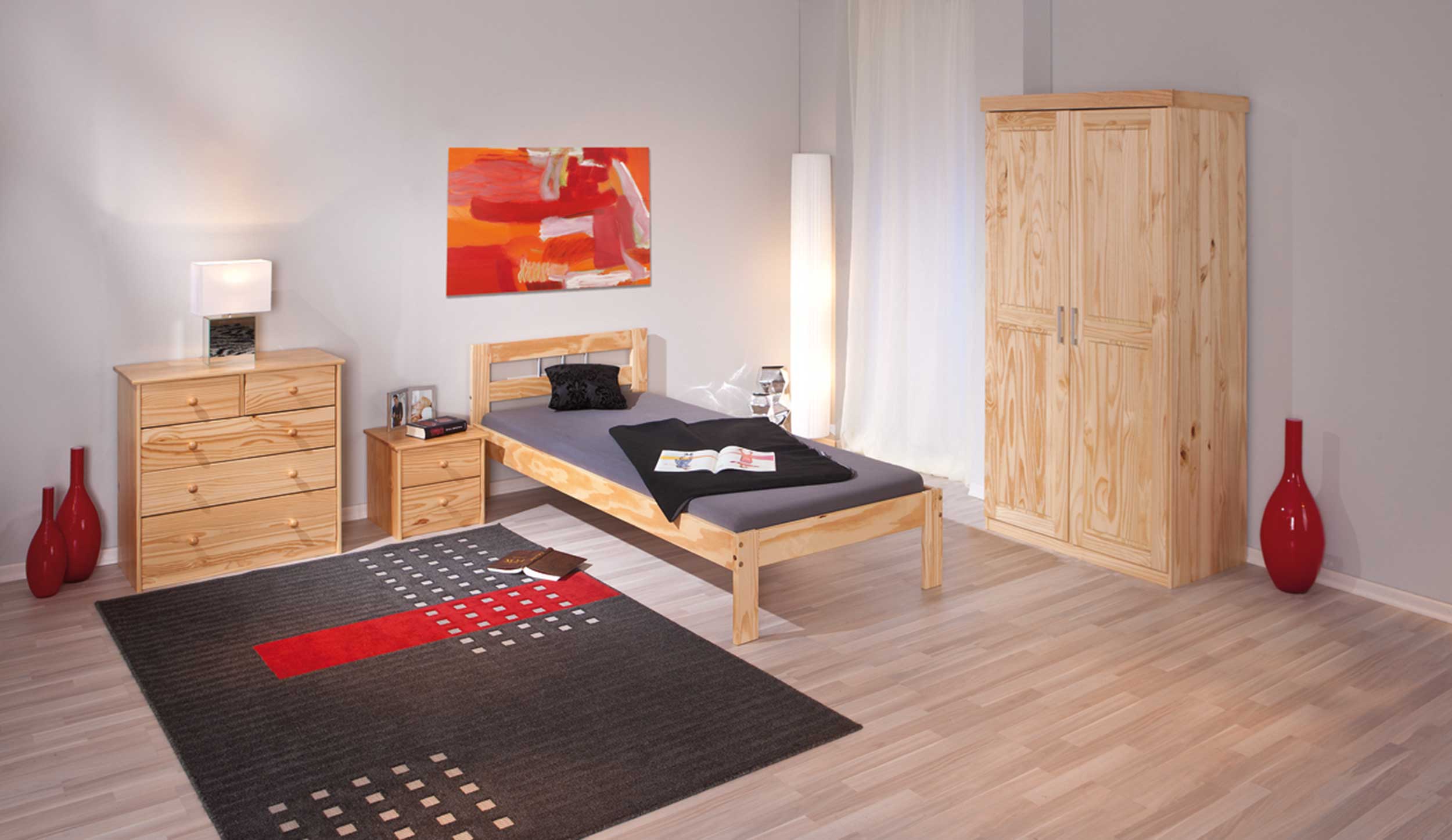 Garde-robe Léon 95cm avec 2 portes - bois de pin - Image 8